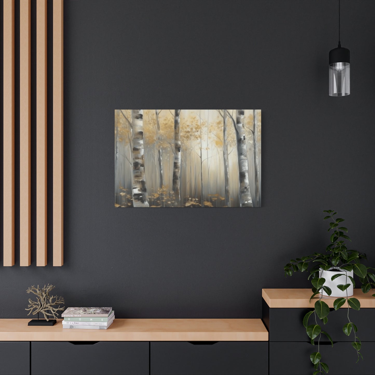 Dusky Birch Trees Painting Wall Art & Canvas Prints