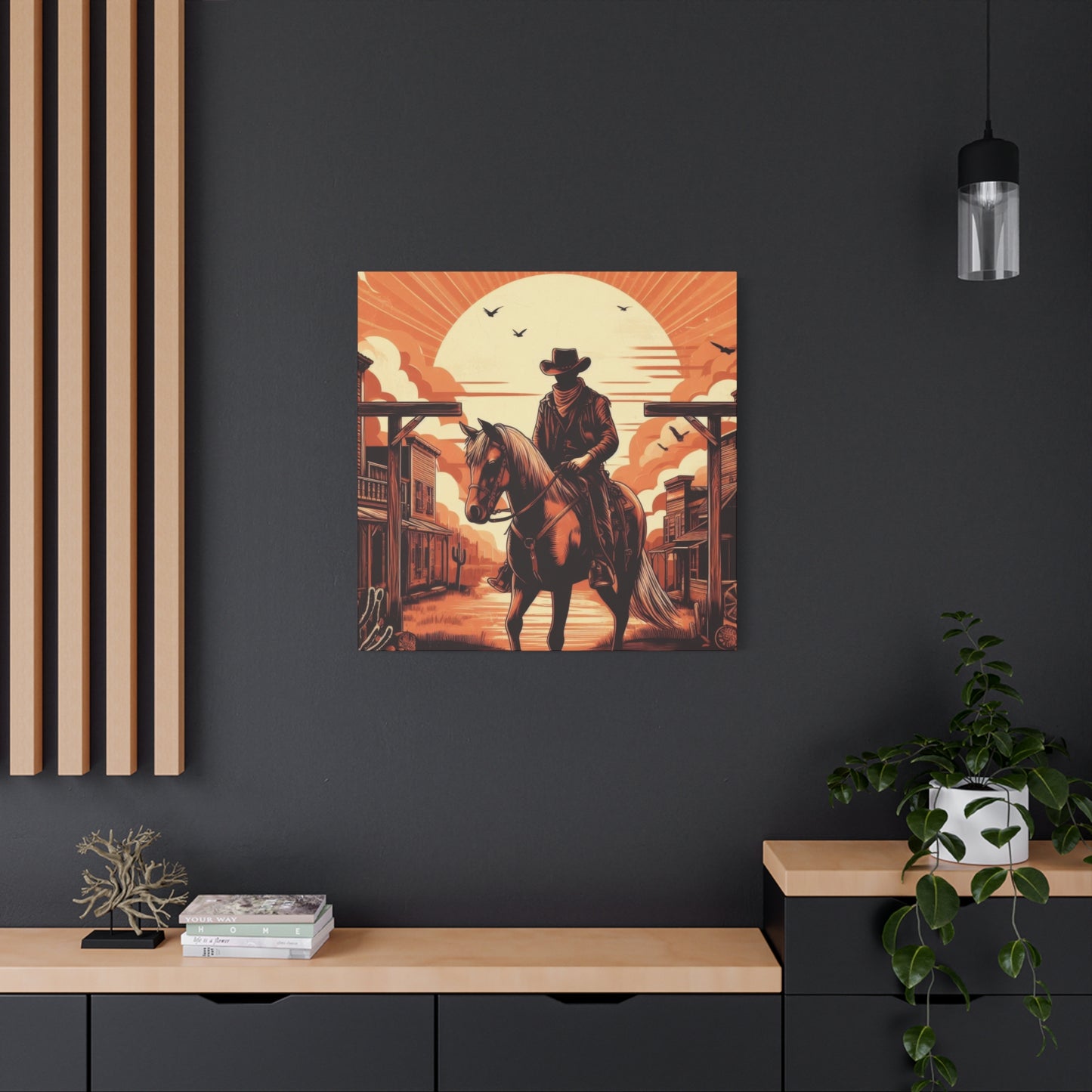 Cowboy Posing At Sunset Wall Art & Canvas Prints