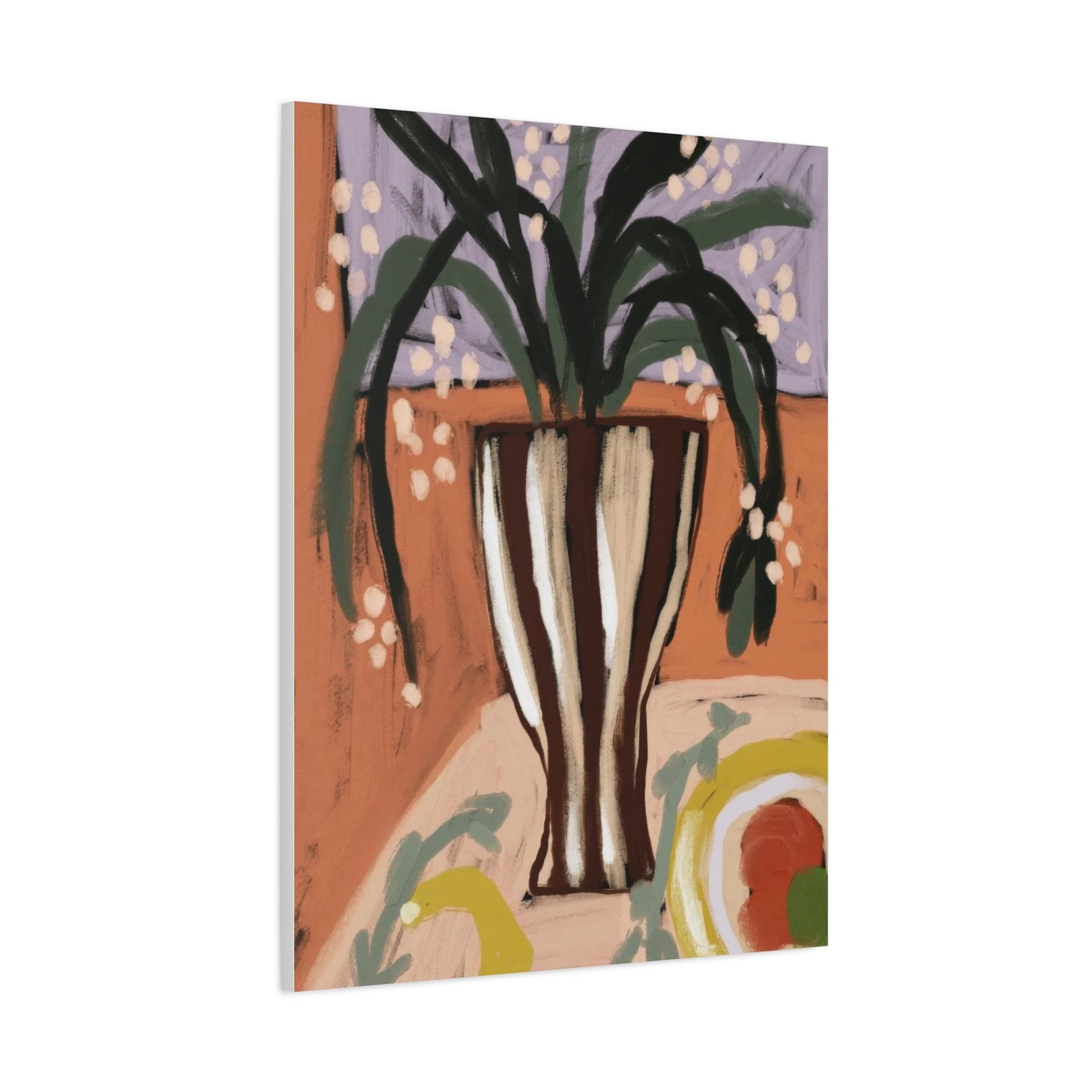 Striped Vase with Greenery Wall Art & Canvas Prints