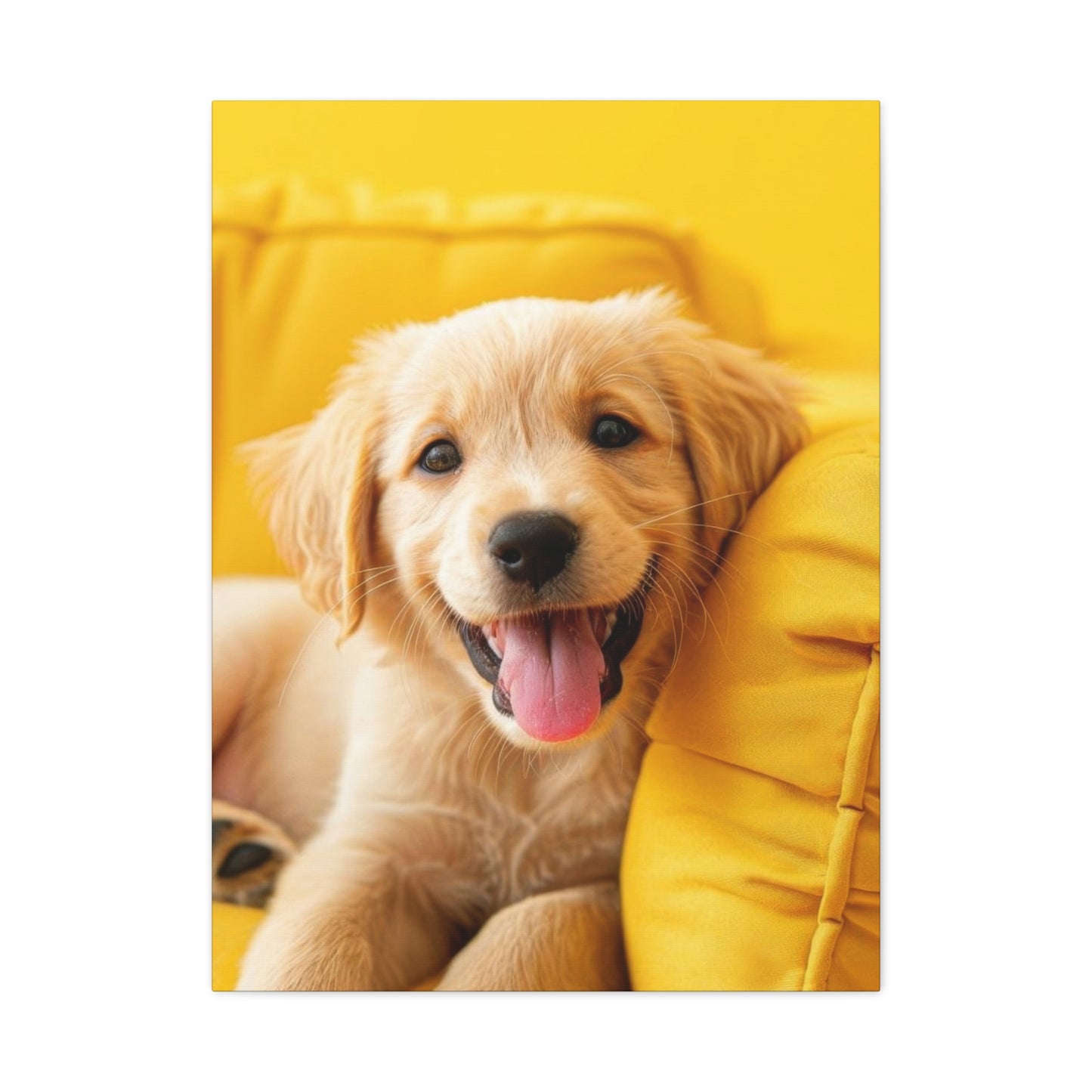 Golden Retriever On Sofa Dog Wall Art & Canvas Prints