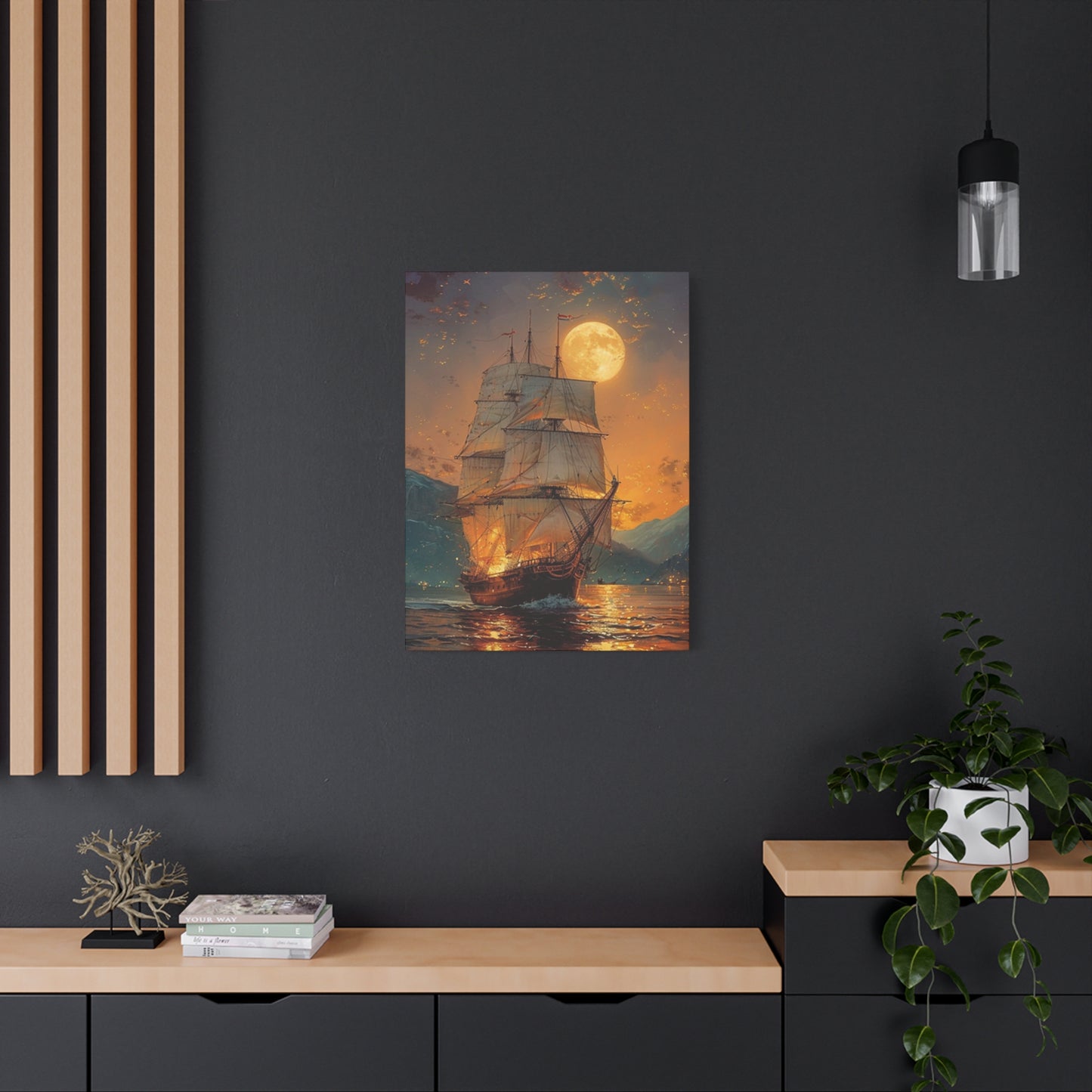 Ship Sailing In Evening Wall Art & Canvas Prints