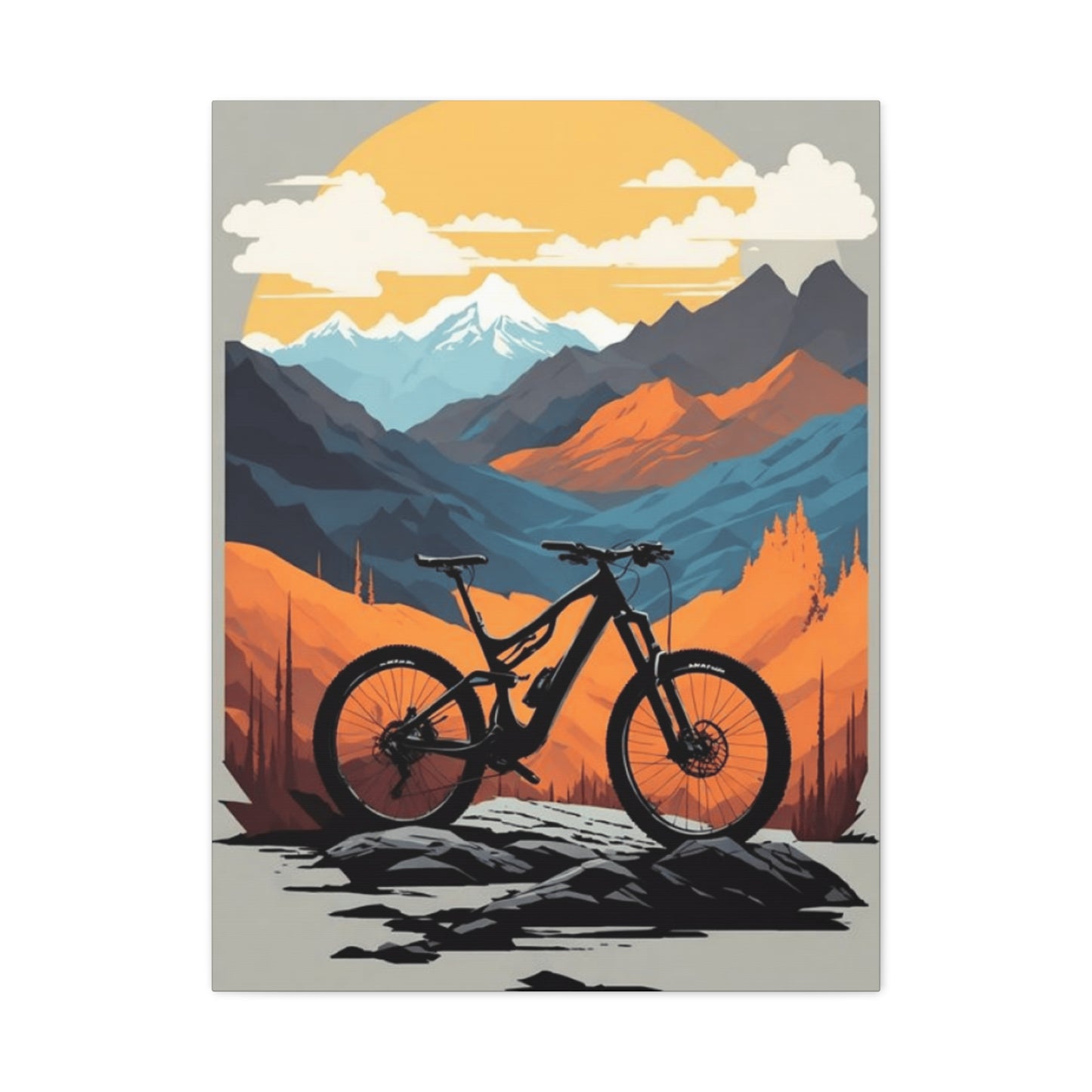 Bicycle in Sunset Painting Wall Art & Canvas Prints