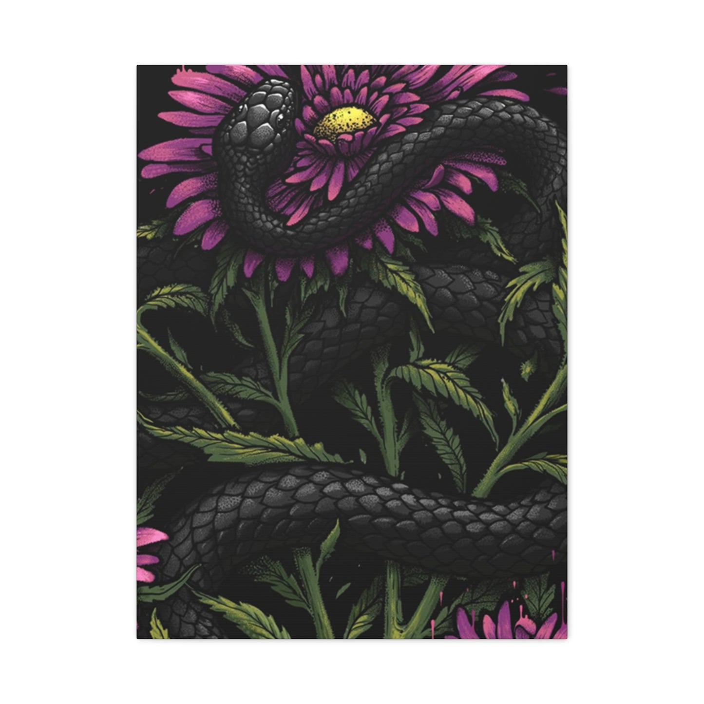 Black Snake On Flower Wall Art & Canvas Prints