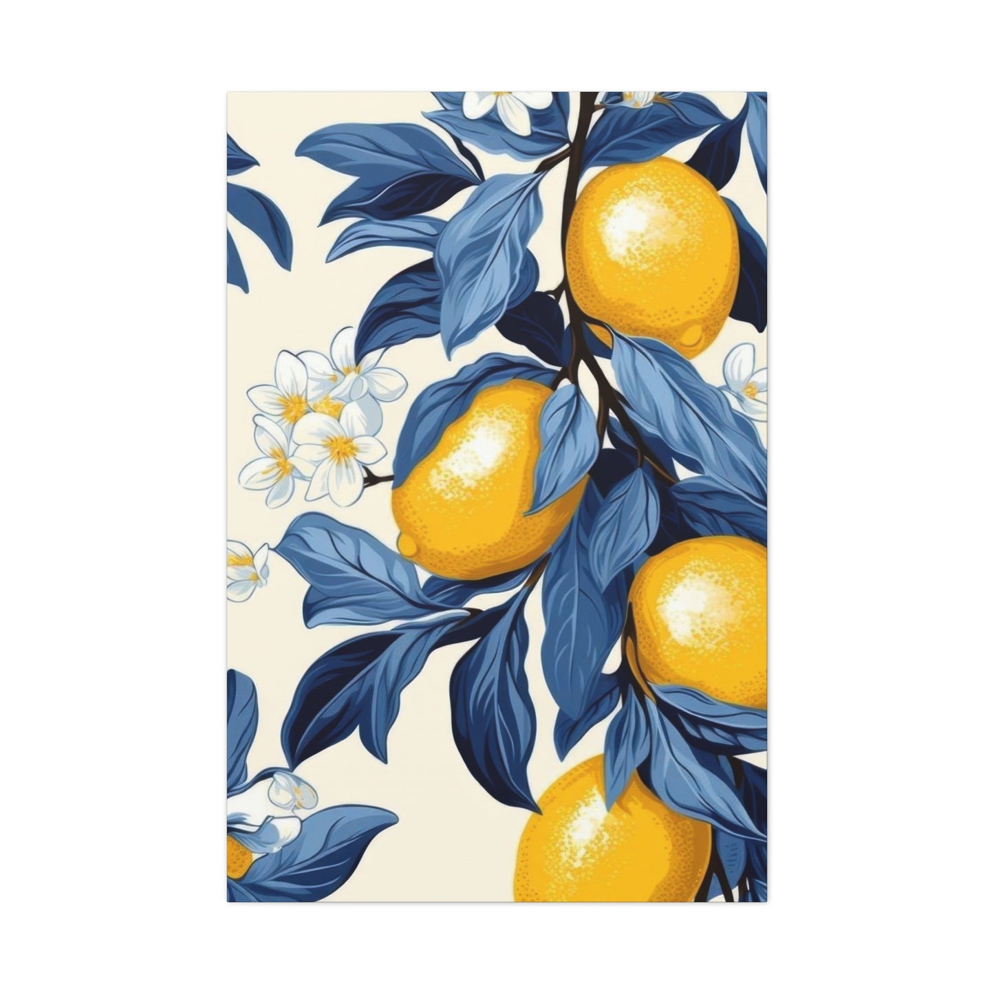Lemon Blue Leaves Wall Art & Canvas Prints