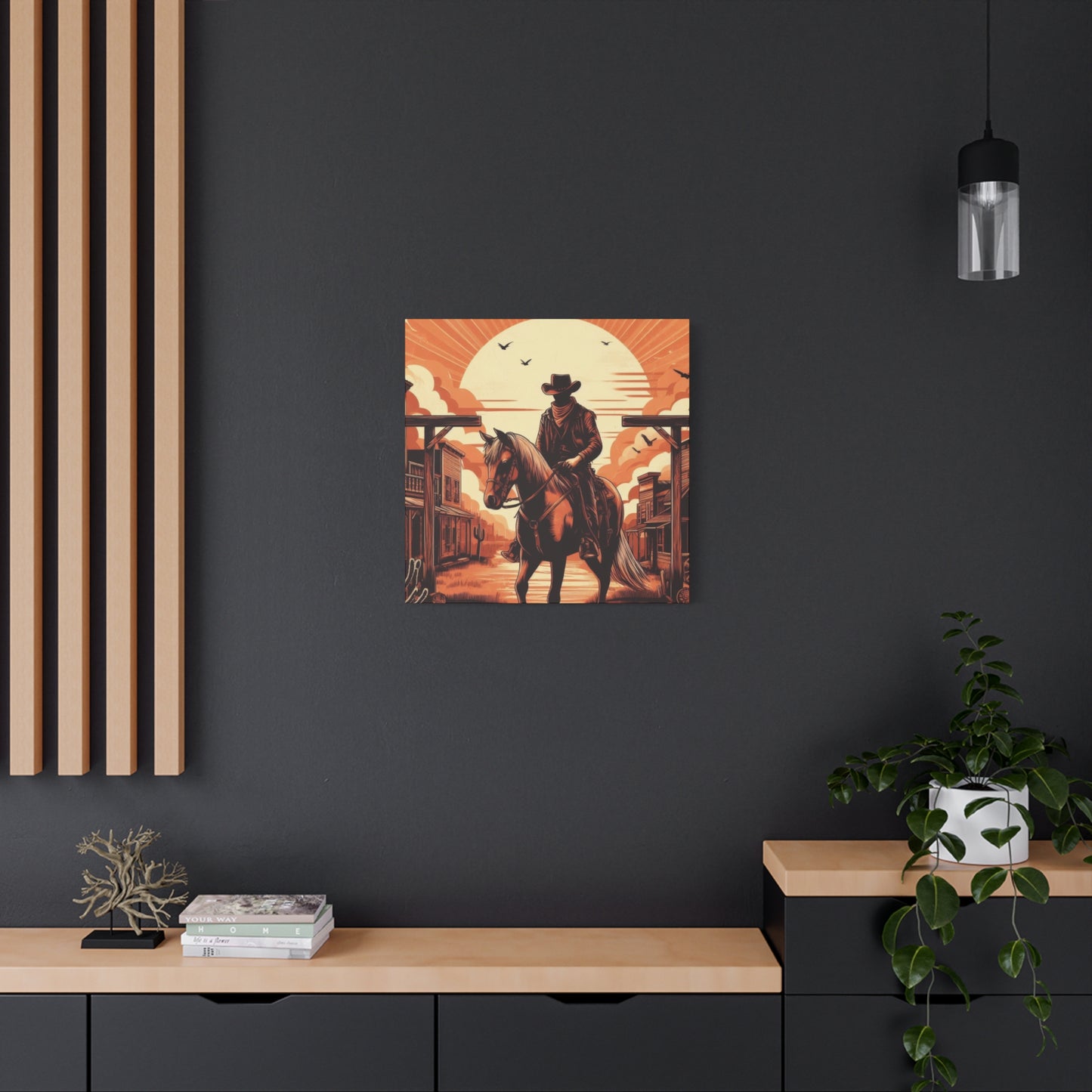 Cowboy Posing At Sunset Wall Art & Canvas Prints