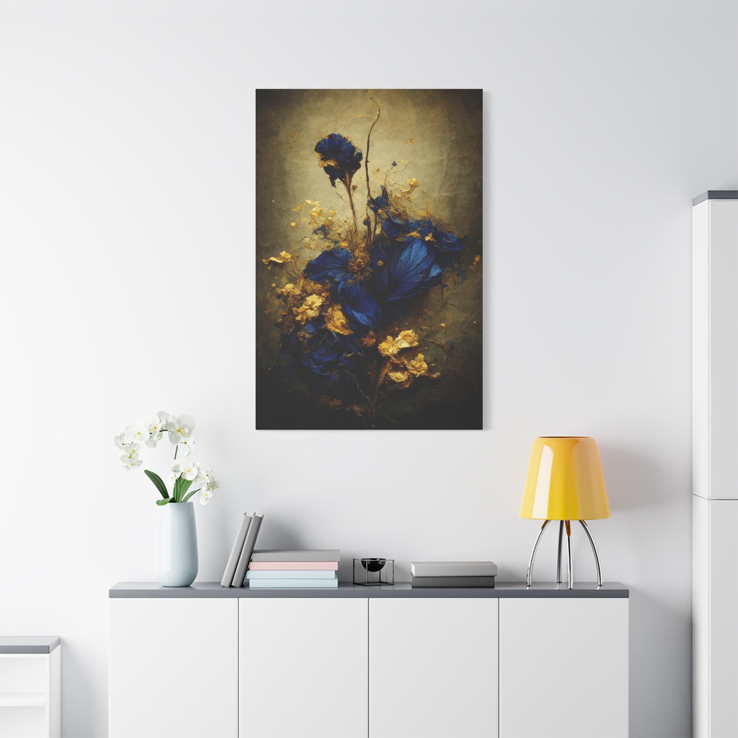 Blue and Gold Bouquet Wall Art & Canvas Prints