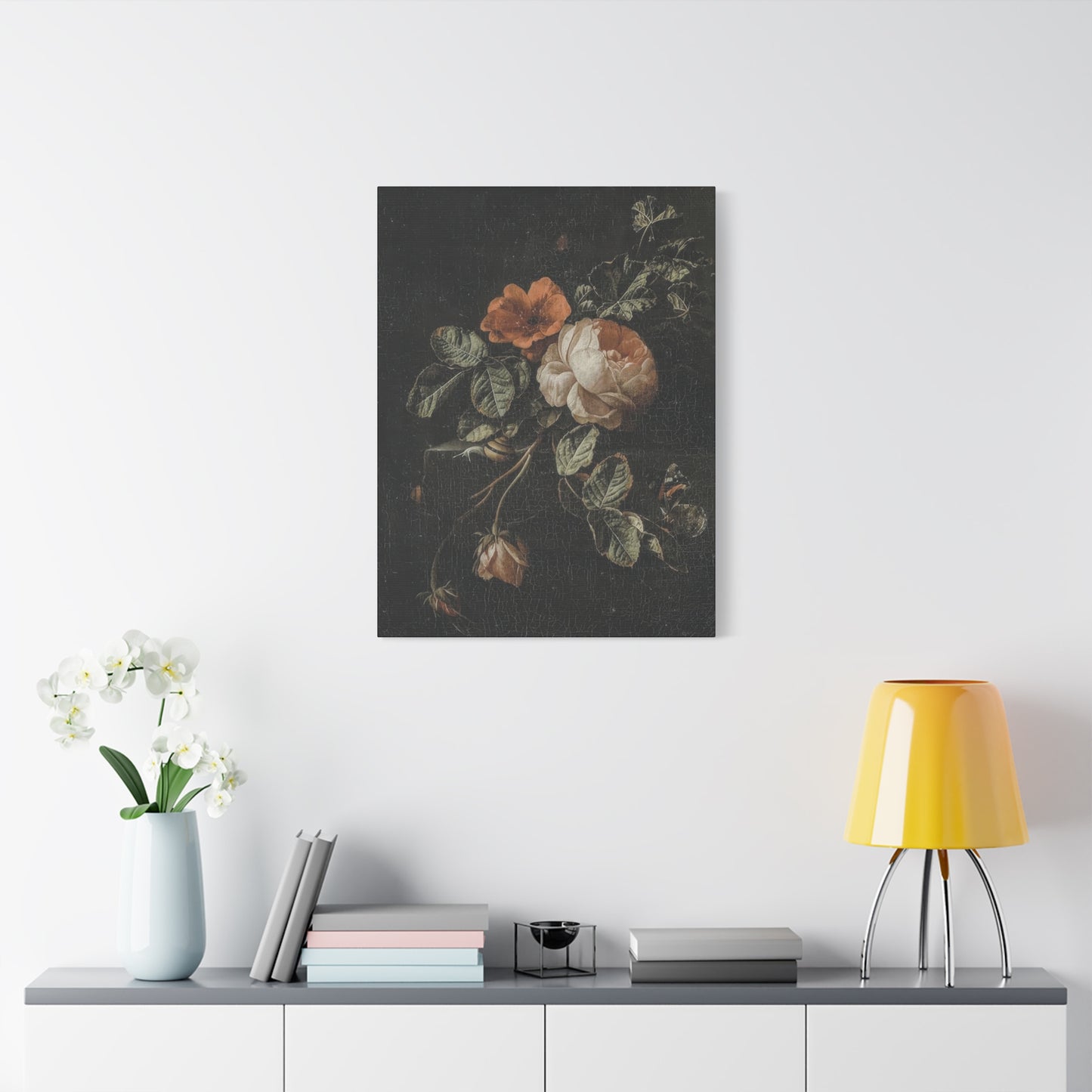 White Red Flower Dark Academia Wall Art & Canvas Prints