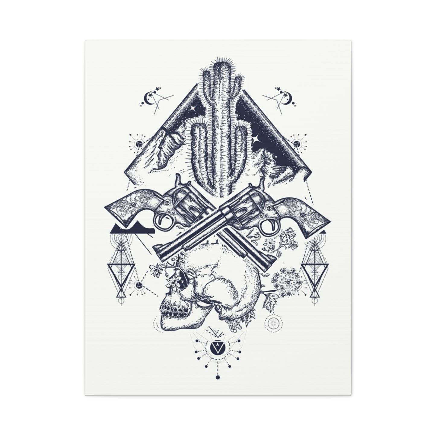 Guns Cactus & Skull Sketch Wall Art & Canvas Prints