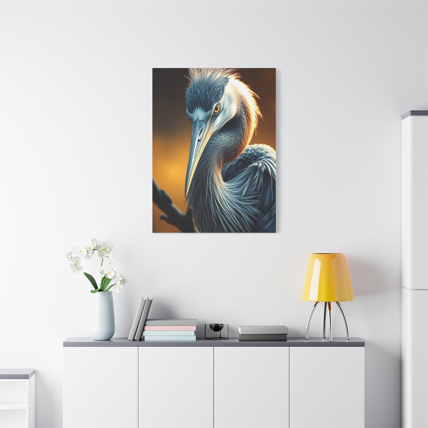 Ethereal Heron Masterpiece wall art & canvas print