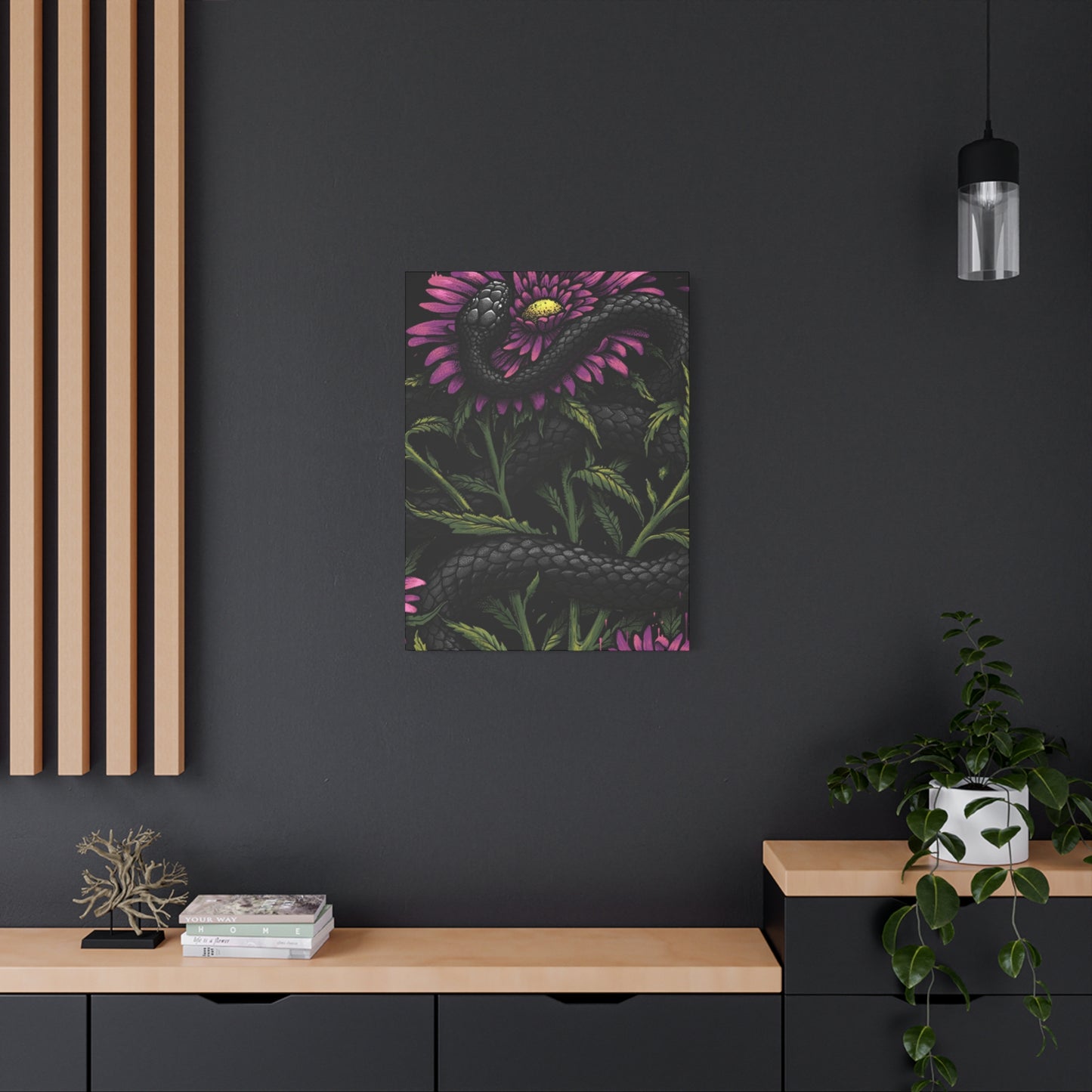 Black Snake On Flower Wall Art & Canvas Prints