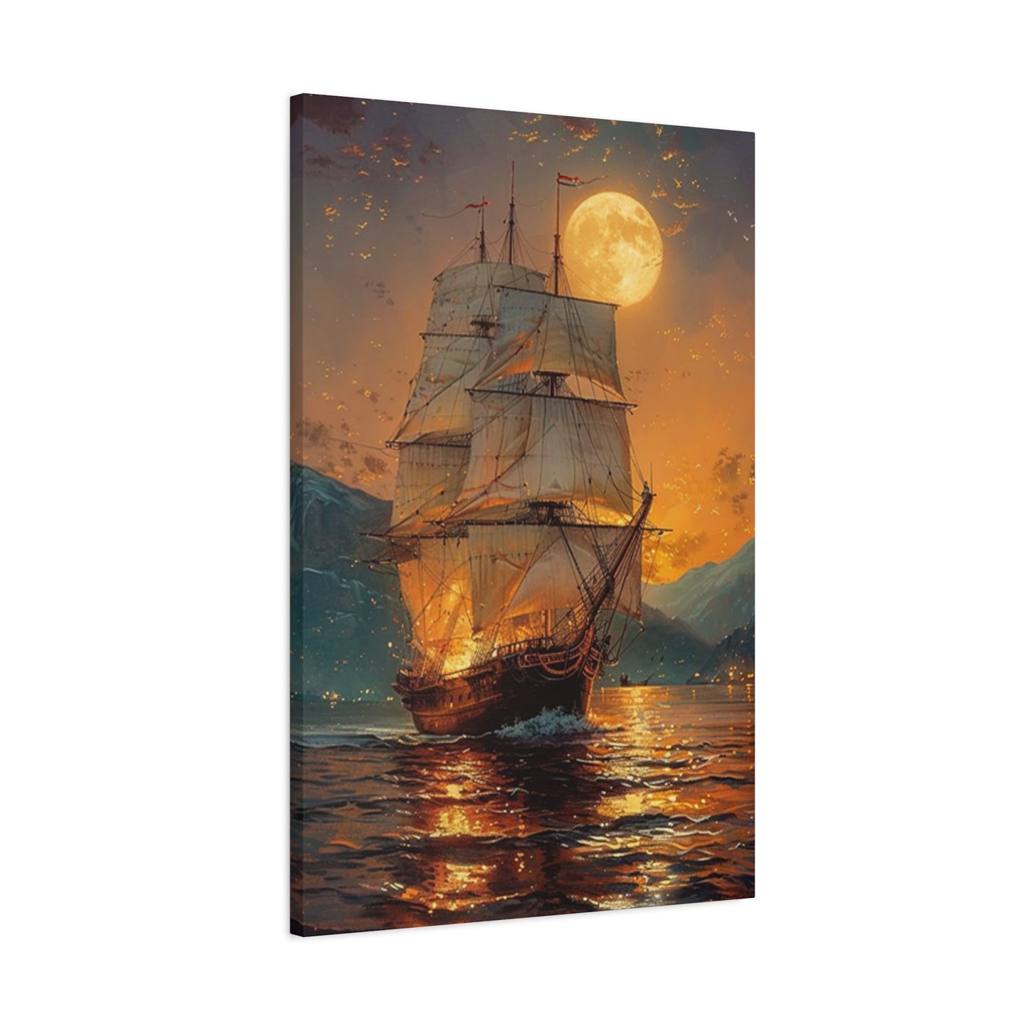 Ship Sailing In Evening Wall Art & Canvas Prints