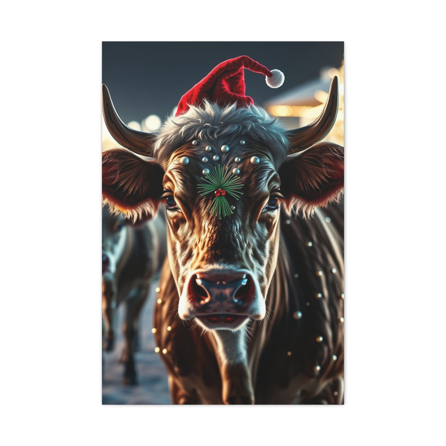 Yuletide Bovine Elegance Canvas wall art & canvas print