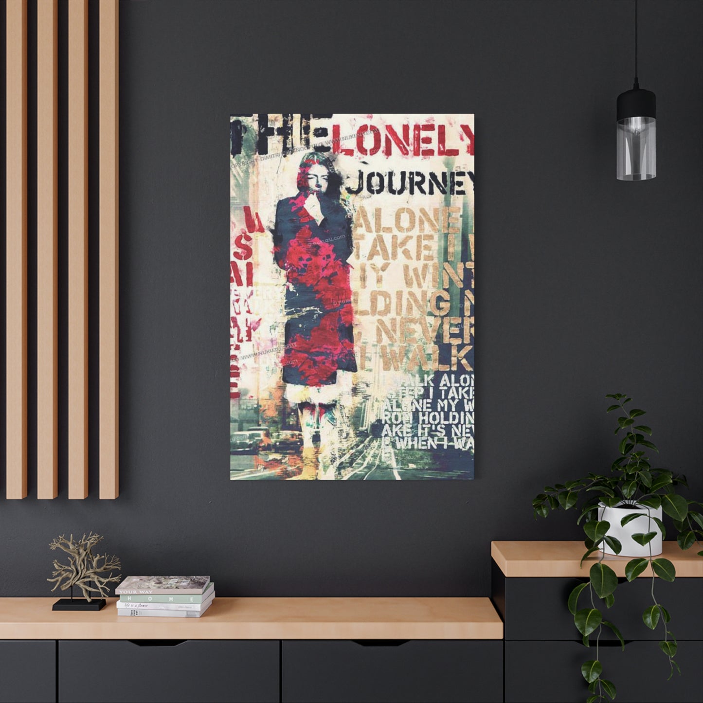 Lonely Journey Waterfall Abstract Painting Mixed Media Wall Art & Canvas Prints