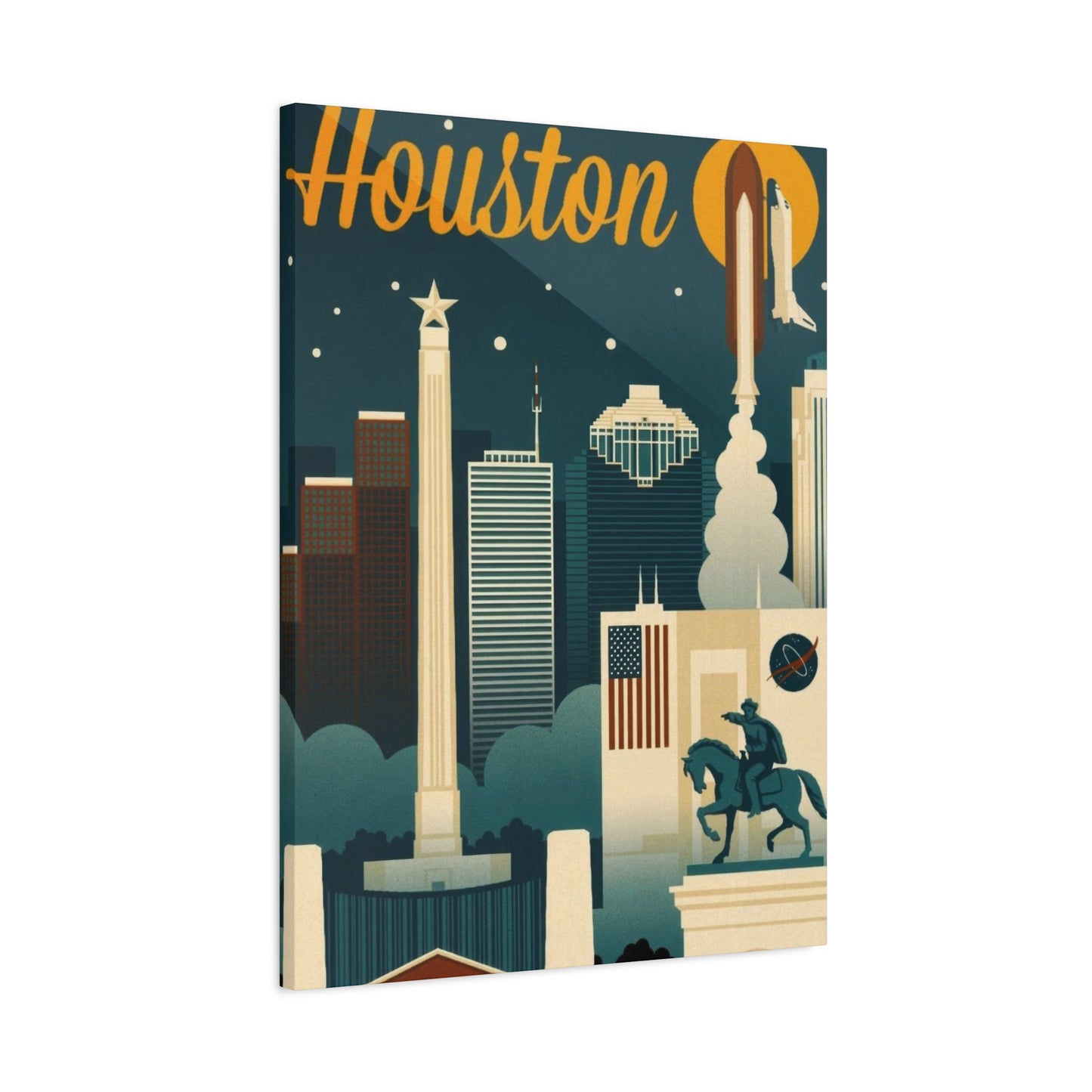 Houston Skyline Retro Wall Art & Canvas Prints