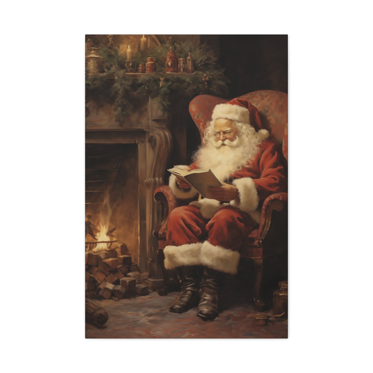 Santa Claus Reading A Book Wall Art & Canvas Prints