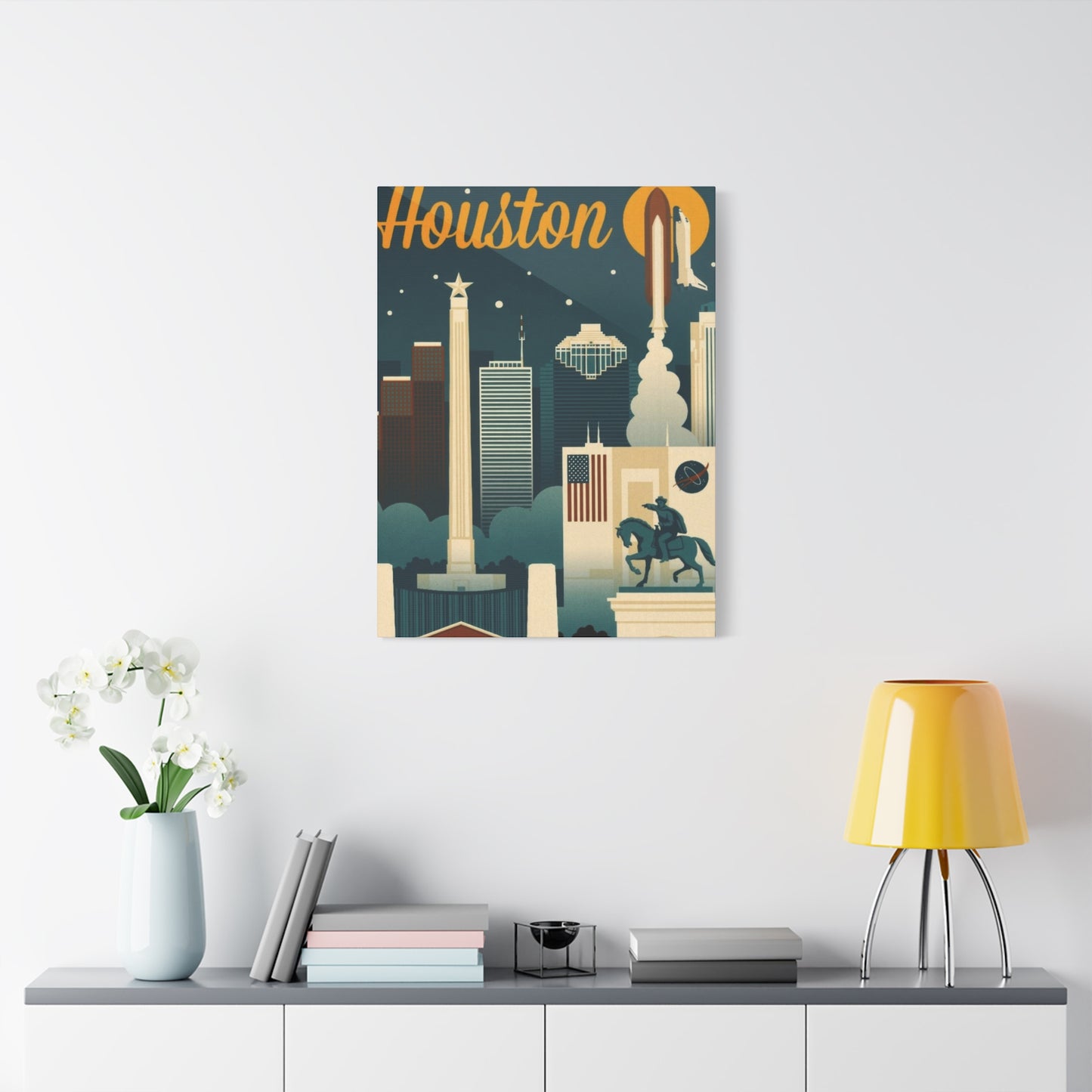 Houston Skyline Retro Wall Art & Canvas Prints