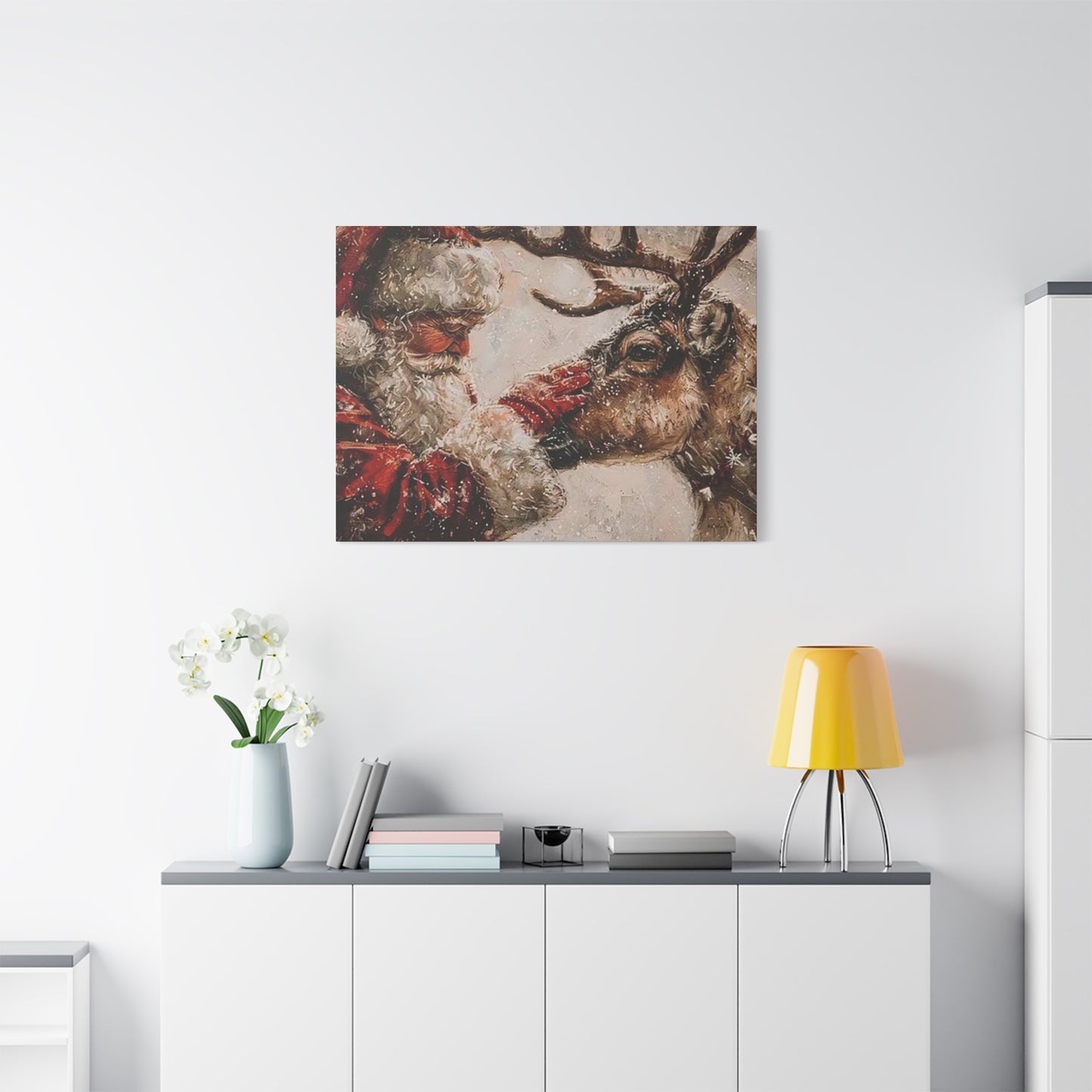Santa Claus And Reindeer Wall Art & Canvas Prints