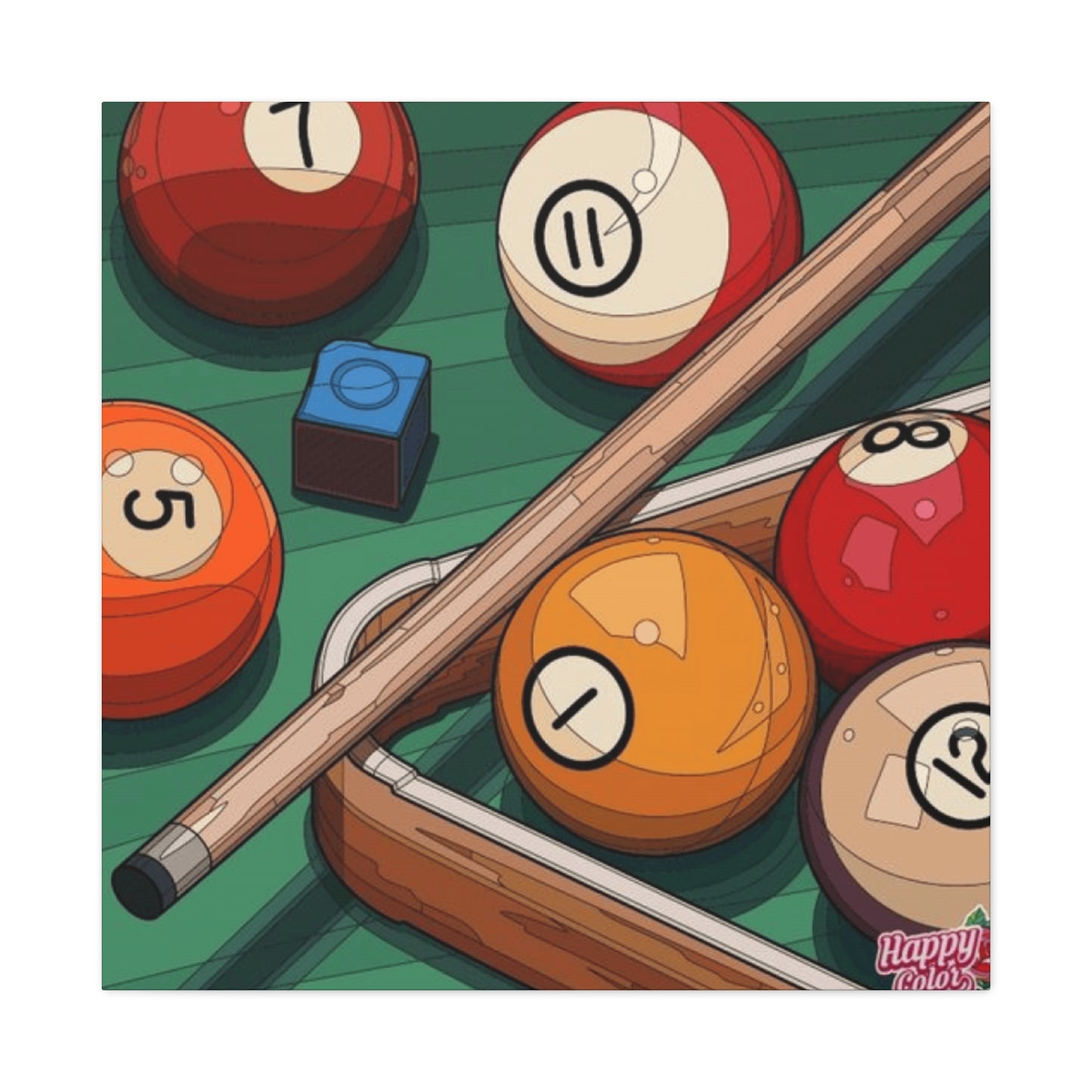Billiard table, Balls and Cue Wall Art & Canvas Prints