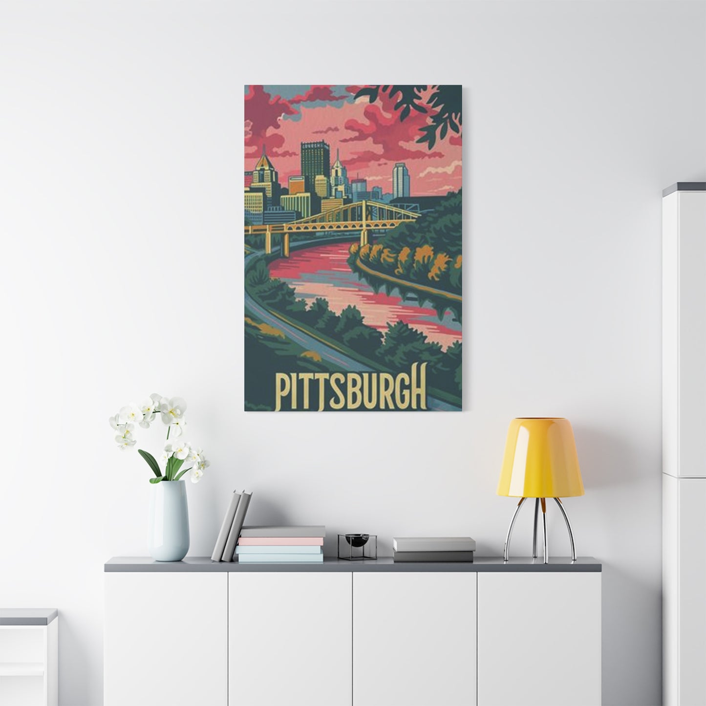 Pink Sky Pittsburgh Poster Wall Art & Canvas Prints