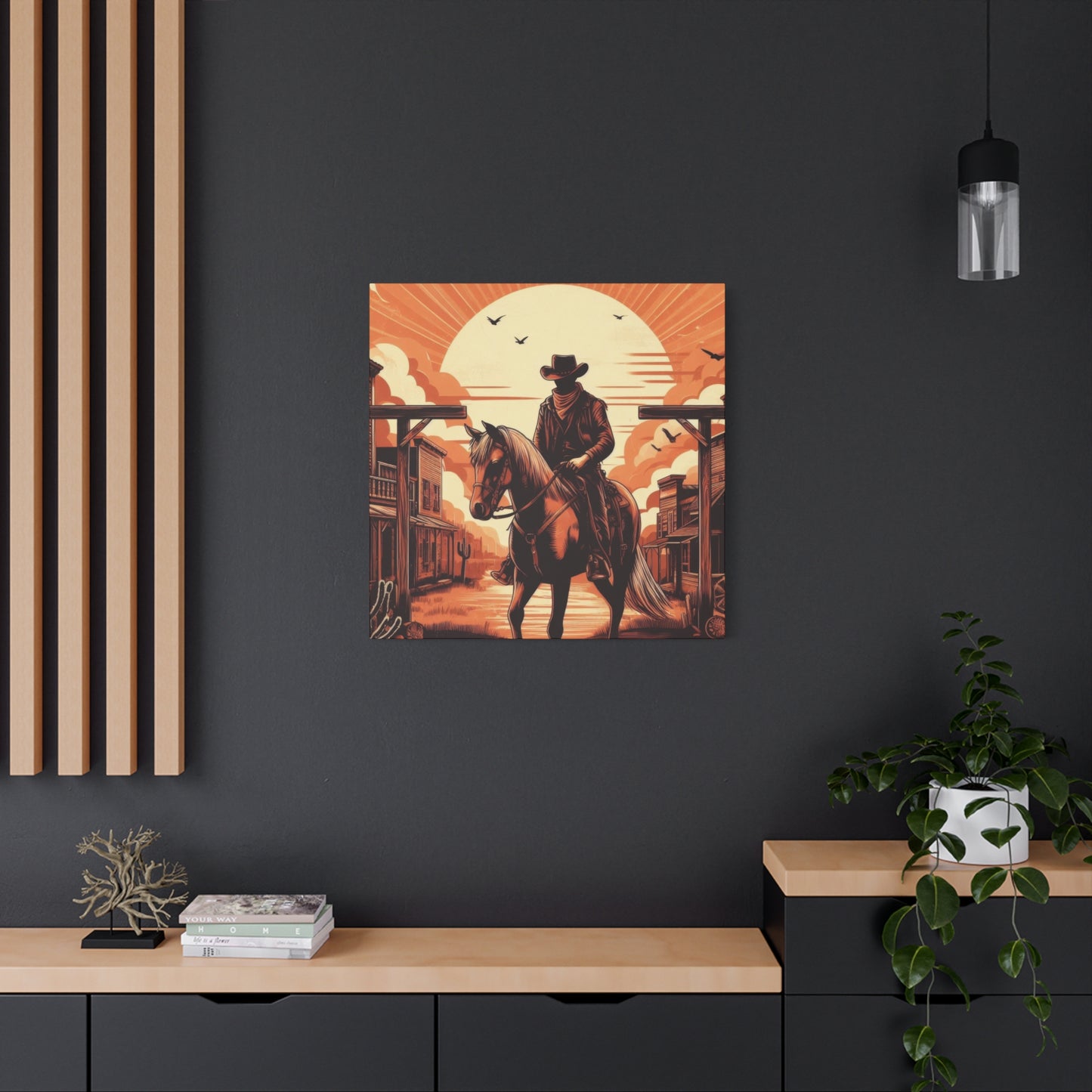 Cowboy Posing At Sunset Wall Art & Canvas Prints