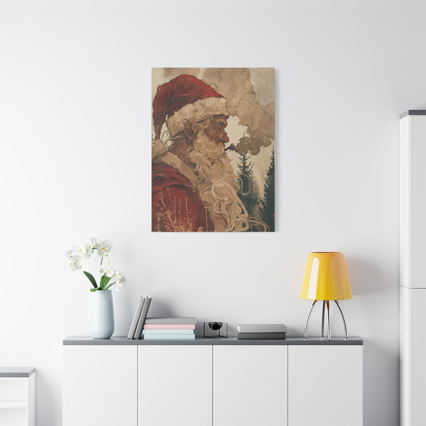 Santa Claus Smoking Painting Wall Art & Canvas Prints
