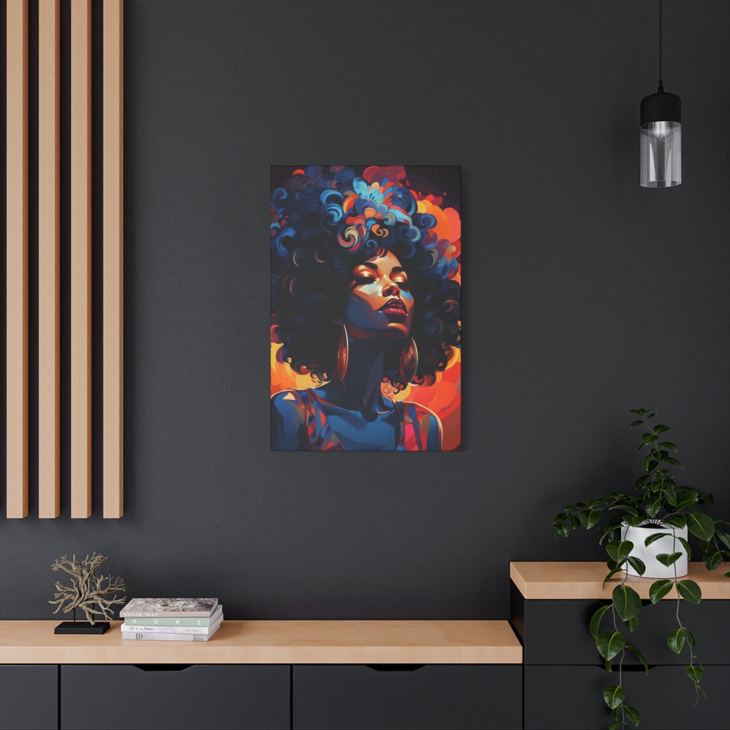 Deep Blue Afro Women Wall Art & Canvas Prints