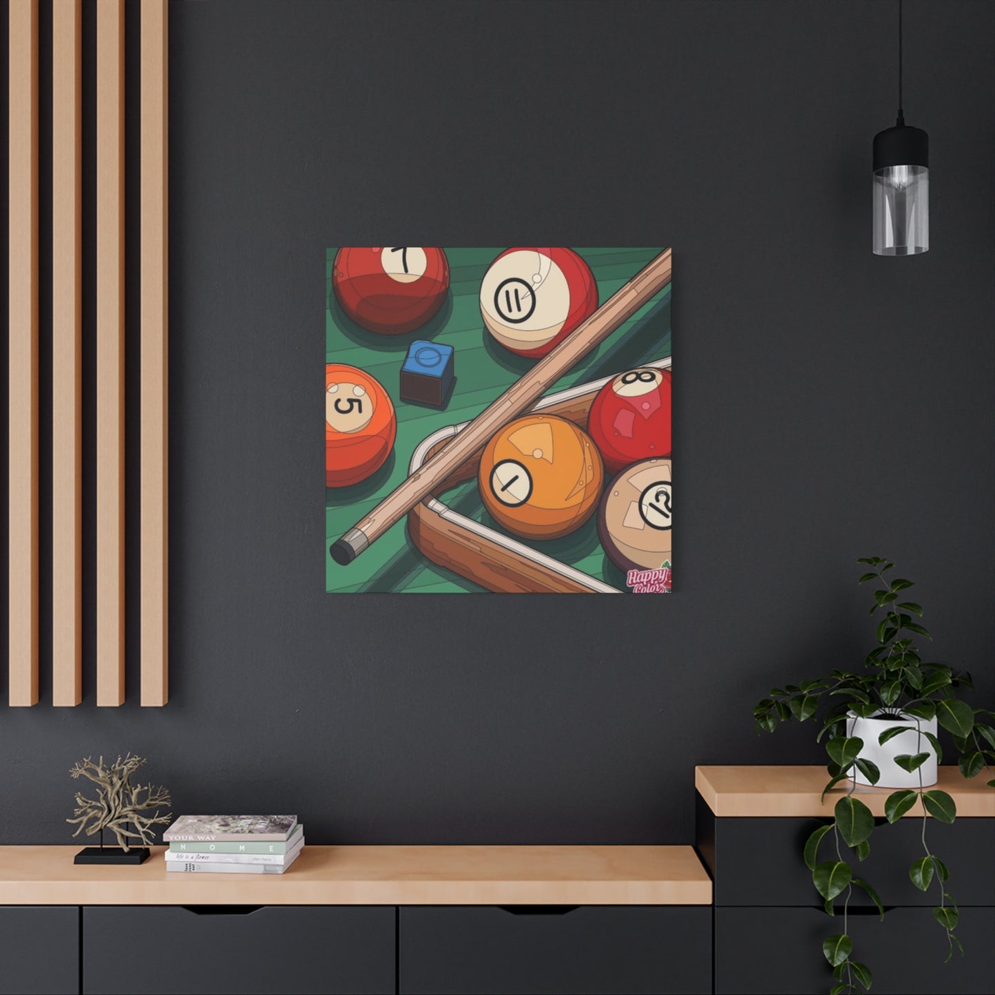 Billiard table, Balls and Cue Wall Art & Canvas Prints