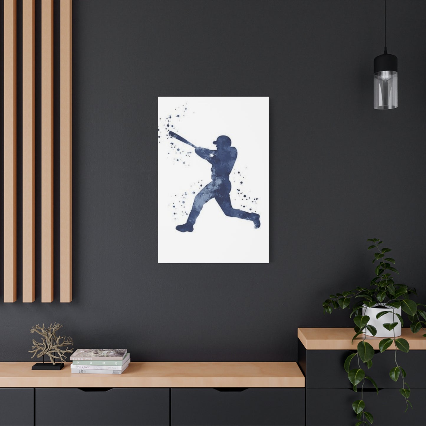 Blue Baseball Player Silhoutte Wall Art & Canvas Prints