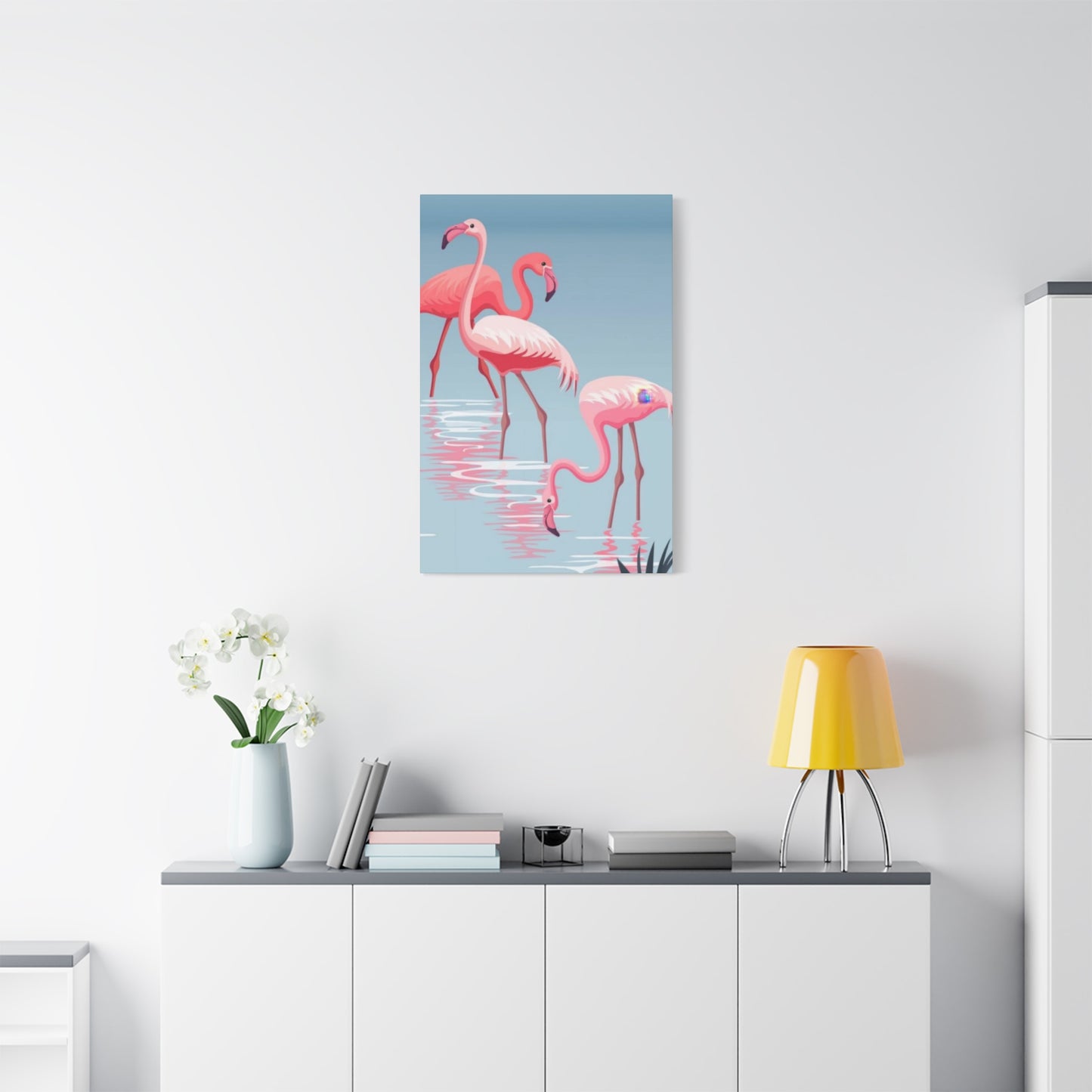 Flamingo Flock In Water 2 Wall Art & Canvas Prints