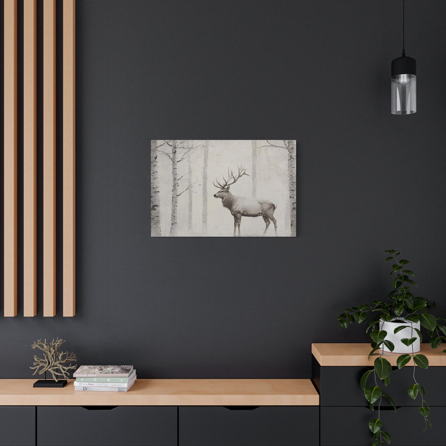 Deer In Snow Painting Wall Art & Canvas Prints
