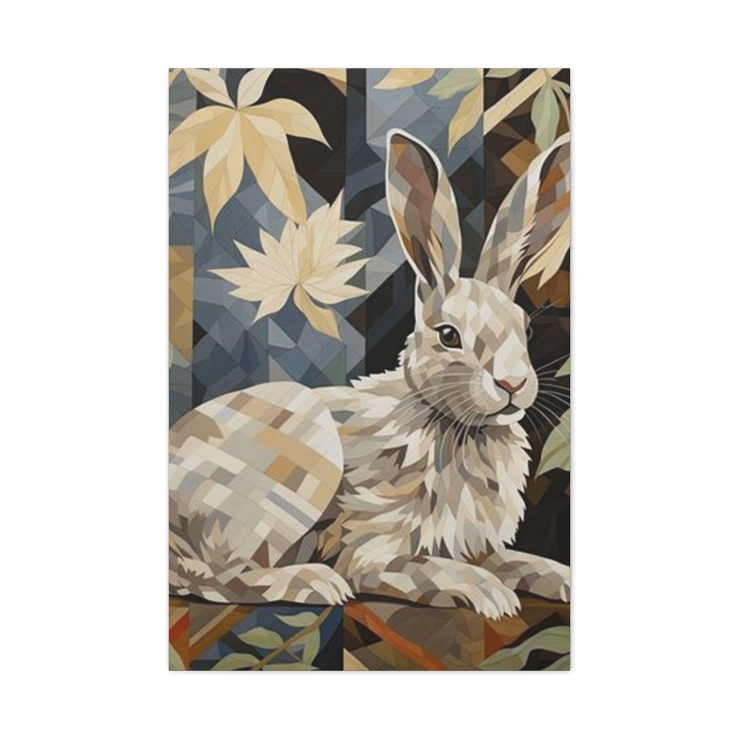 White Abstract Rabbit Painting Wall Art & Canvas Prints