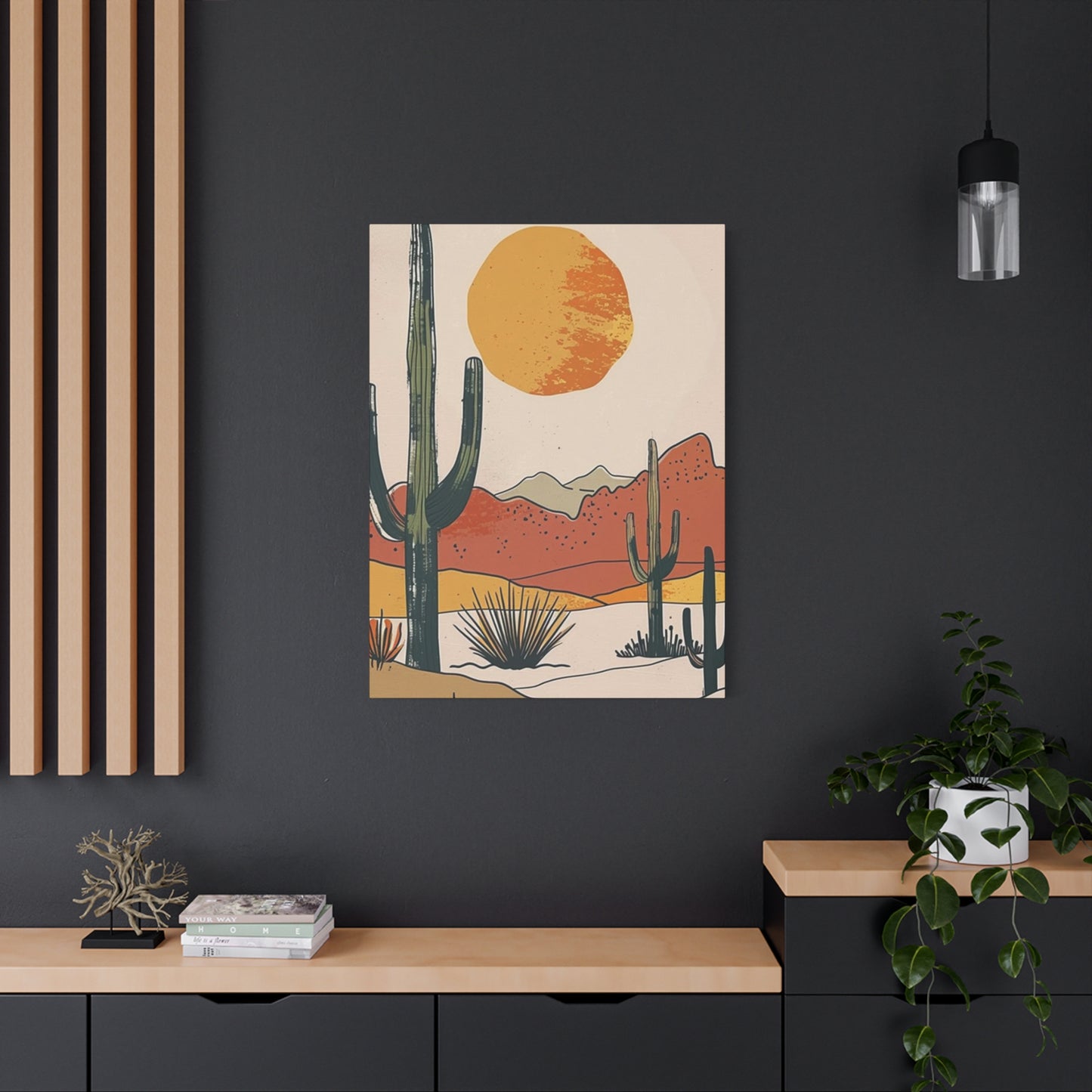 Arizona Cactus Mountain Drawing Wall Art & Canvas Prints