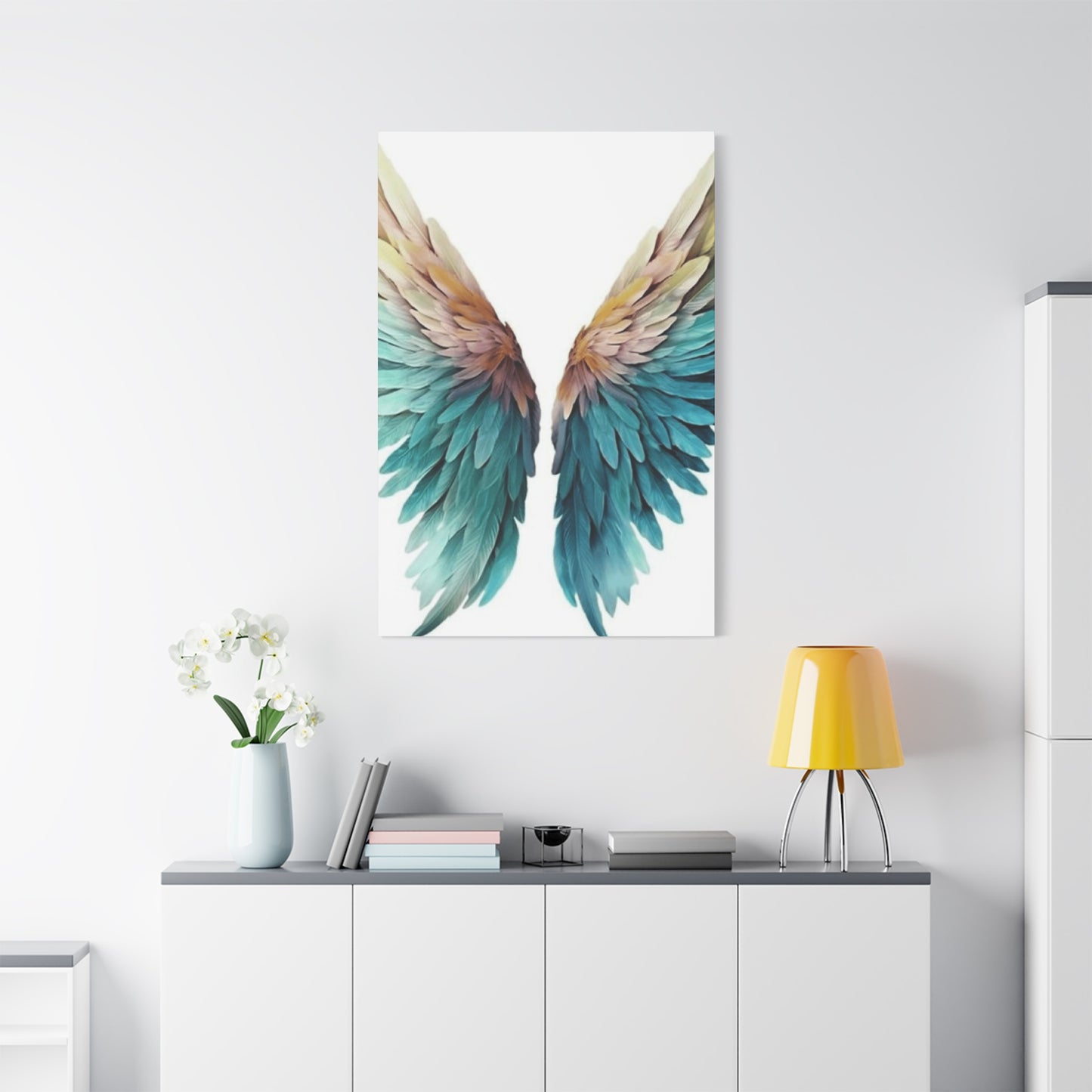 Blue and Golden Angel Wings Wall Art & Canvas Prints