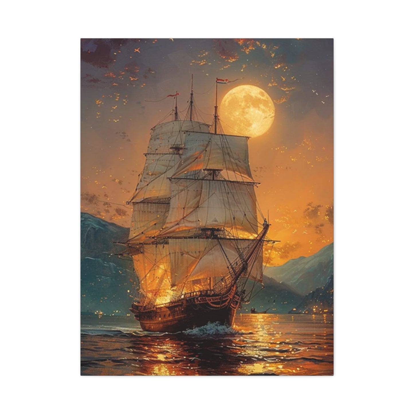 Ship Sailing In Evening Wall Art & Canvas Prints