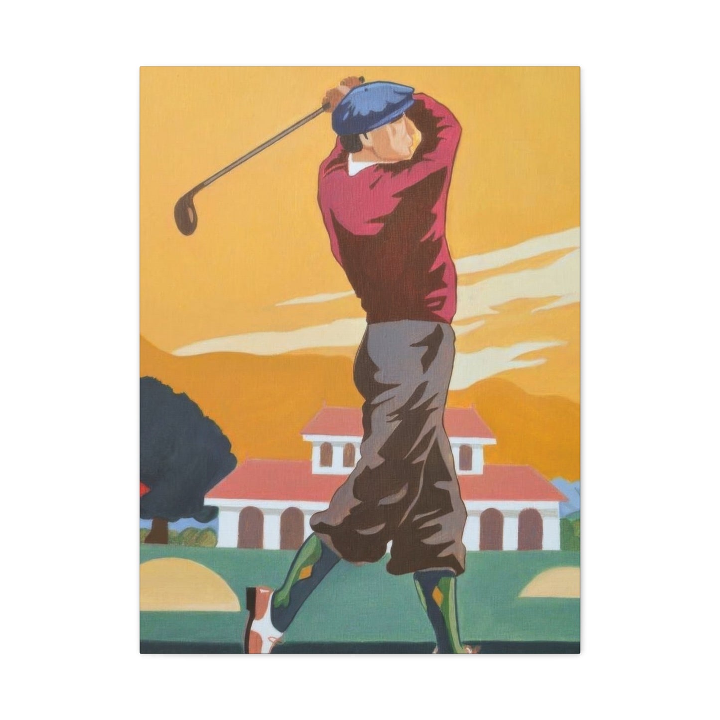 Golf Shot Green Orange Wall Art & Canvas Prints