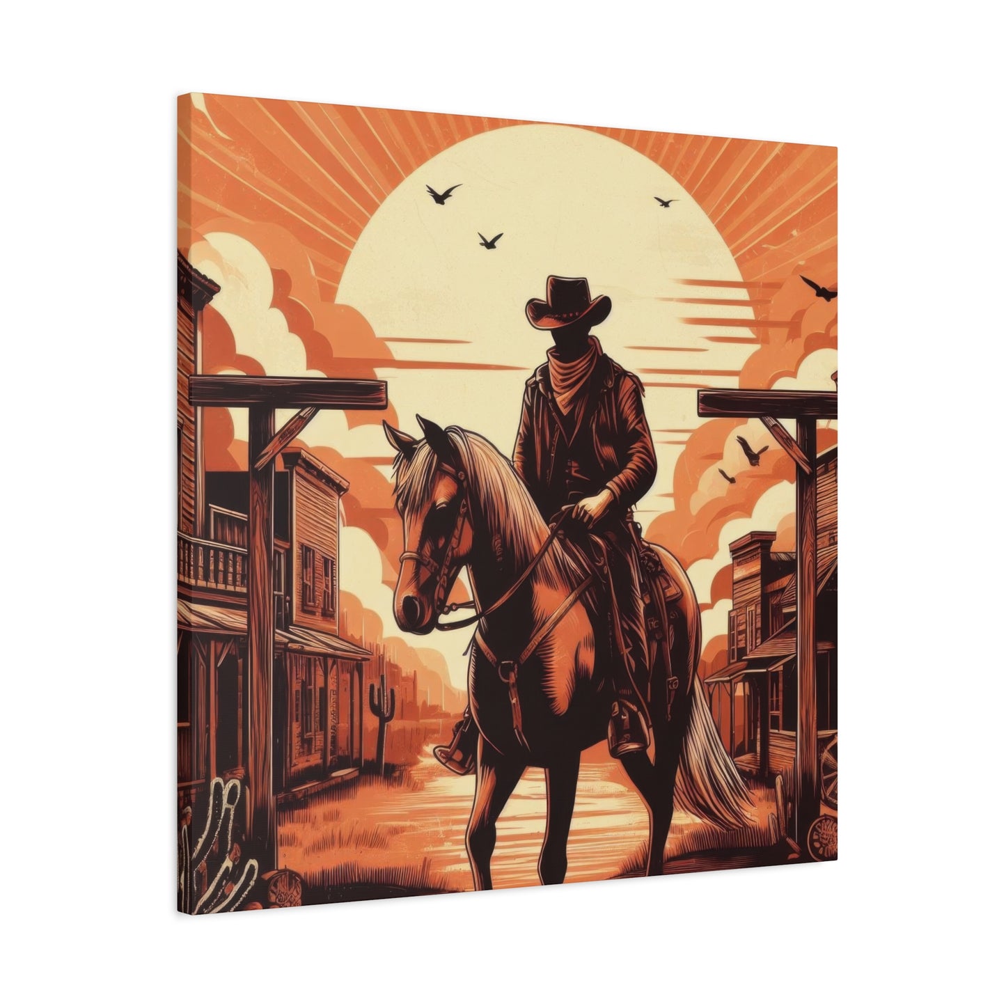 Cowboy Posing At Sunset Wall Art & Canvas Prints