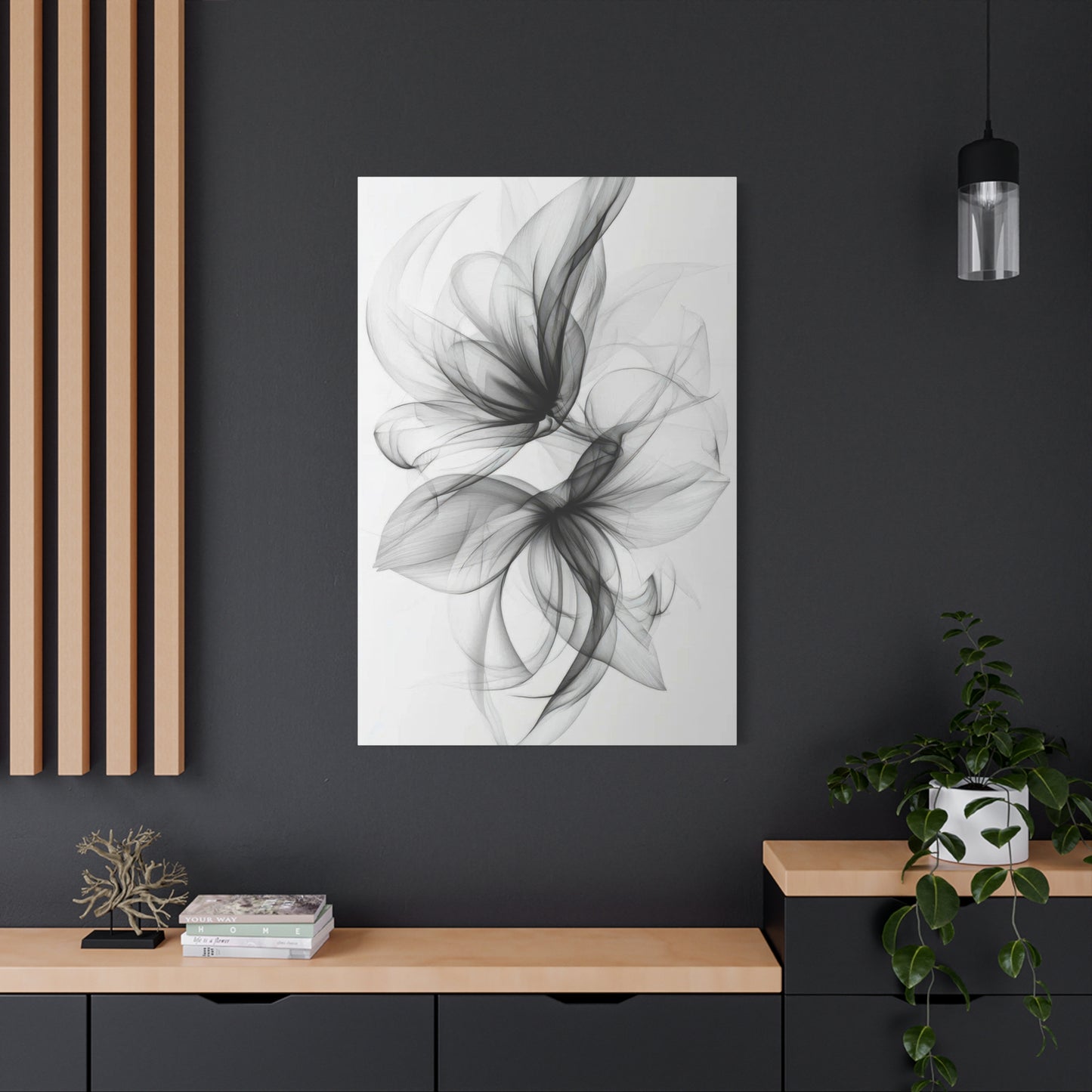Flower Lines Grey Wall Art & Canvas Prints