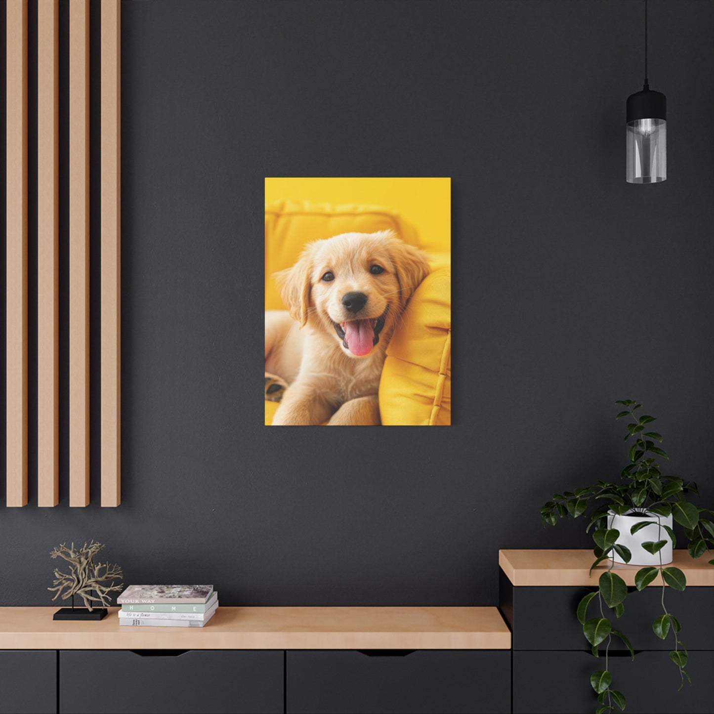 Golden Retriever On Sofa Dog Wall Art & Canvas Prints