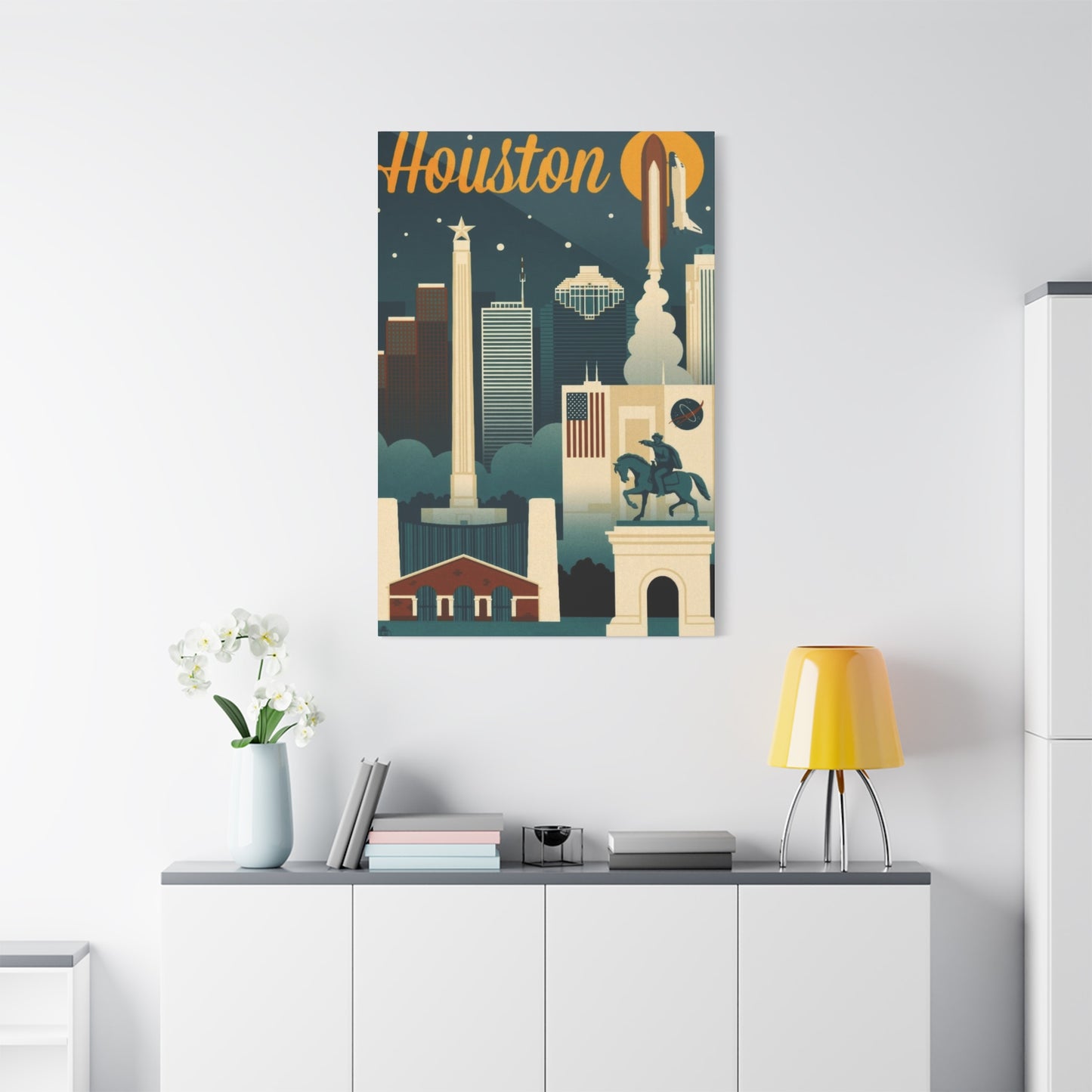 Houston Skyline Retro Wall Art & Canvas Prints