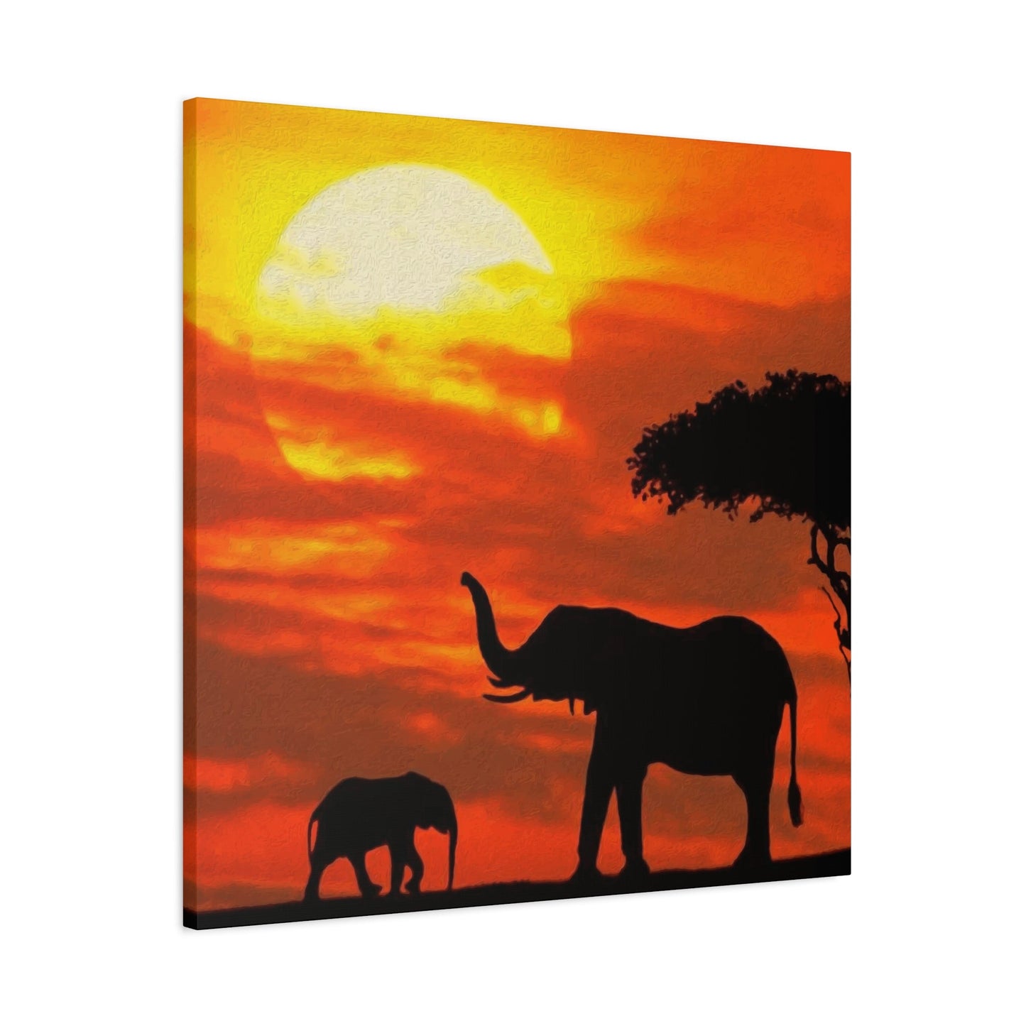 Elephant in Sunset Wall Art & Canvas Prints
