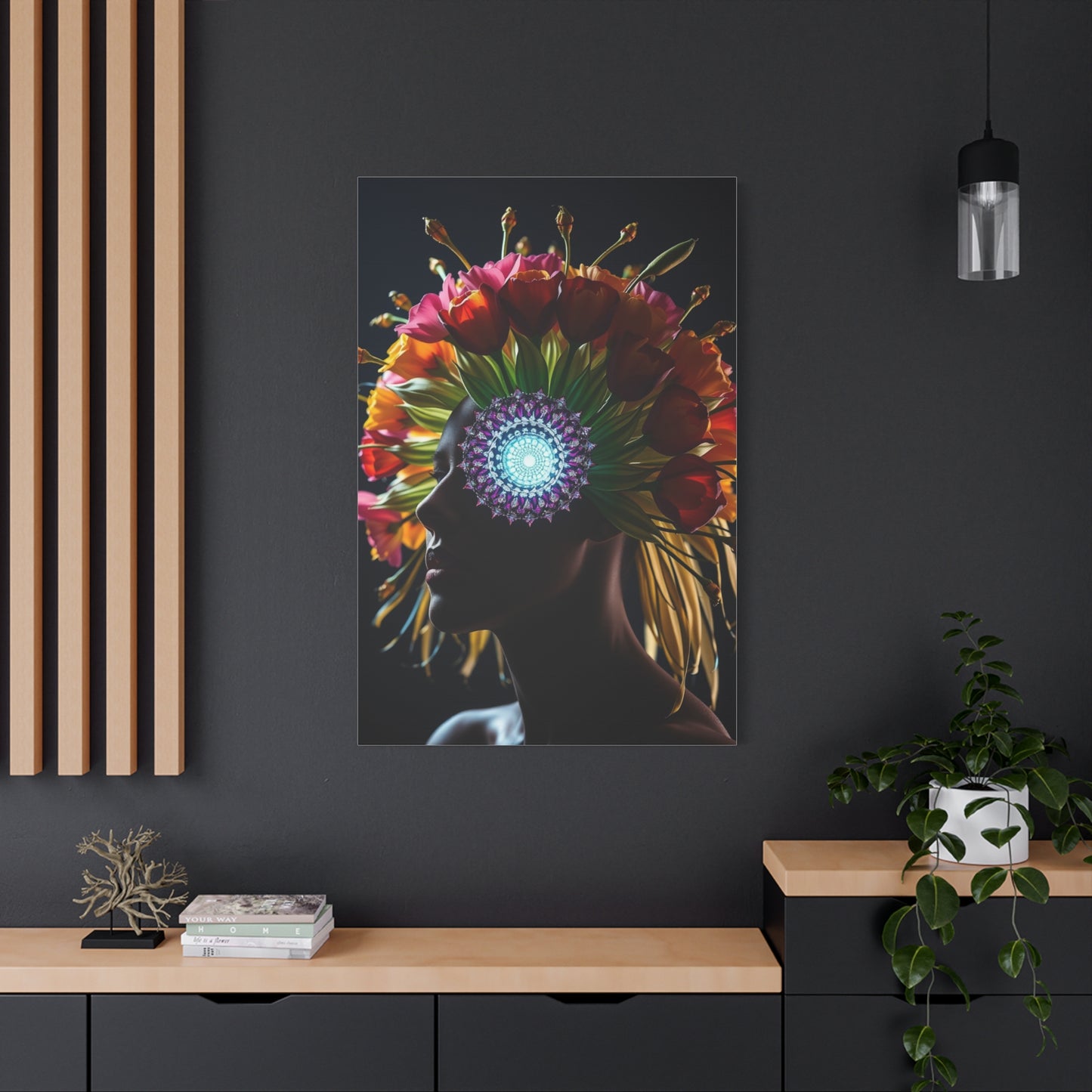 Opulent Bloom Silhouette Wall Art & Canvas Print