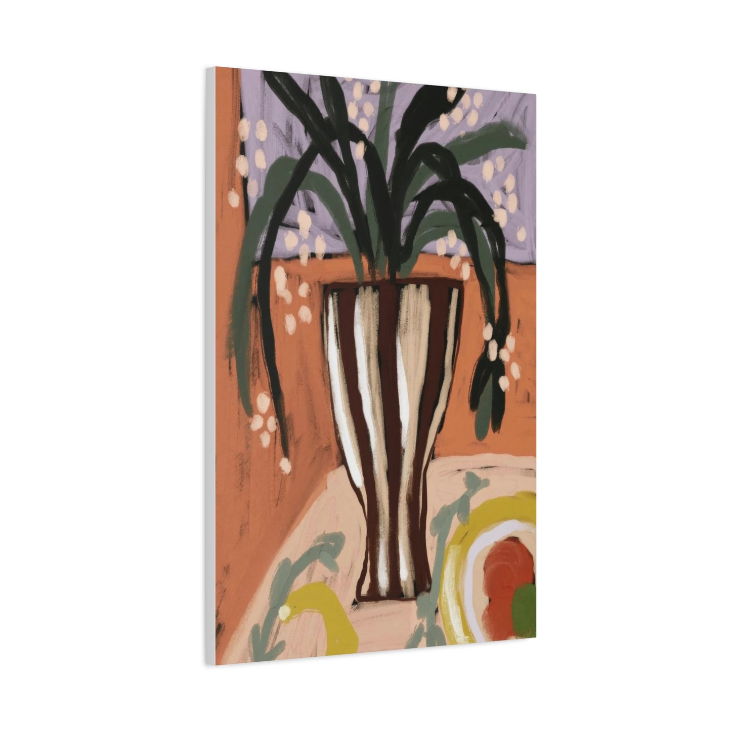 Striped Vase with Greenery Wall Art & Canvas Prints