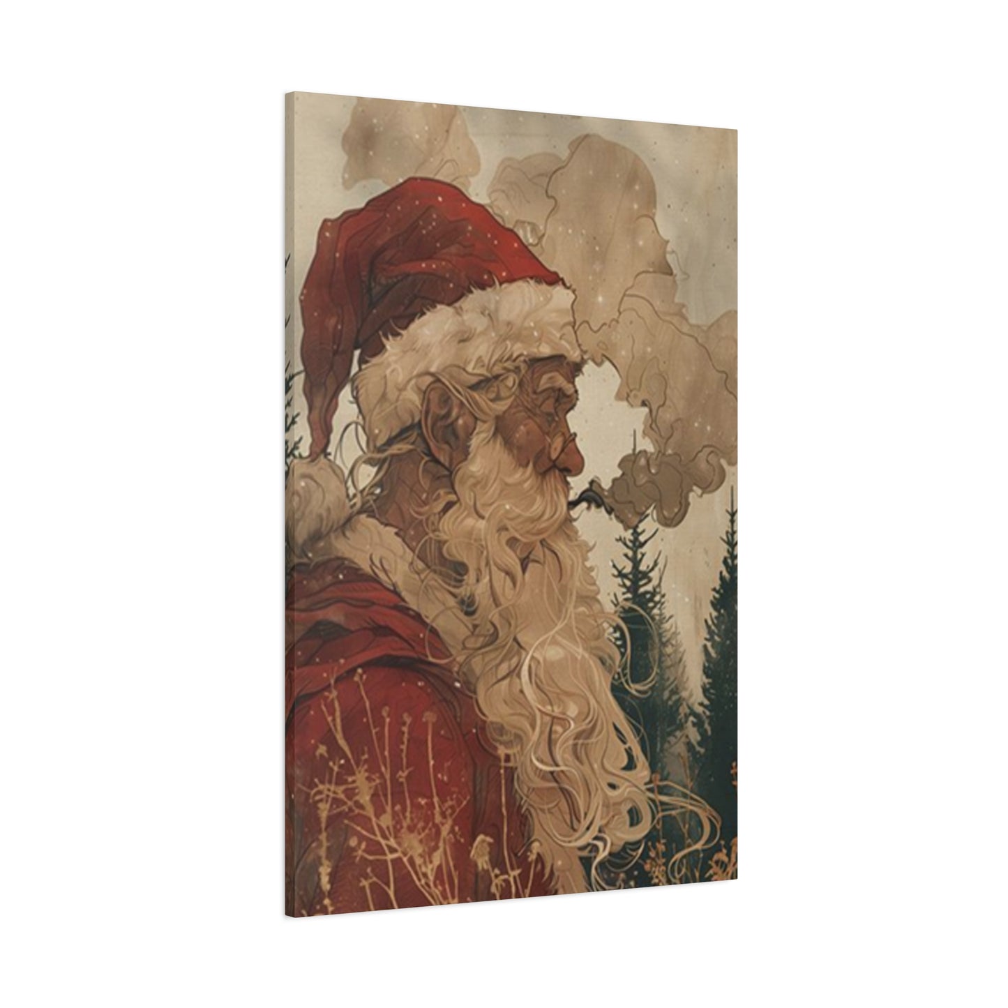 Santa Claus Smoking Painting Wall Art & Canvas Prints