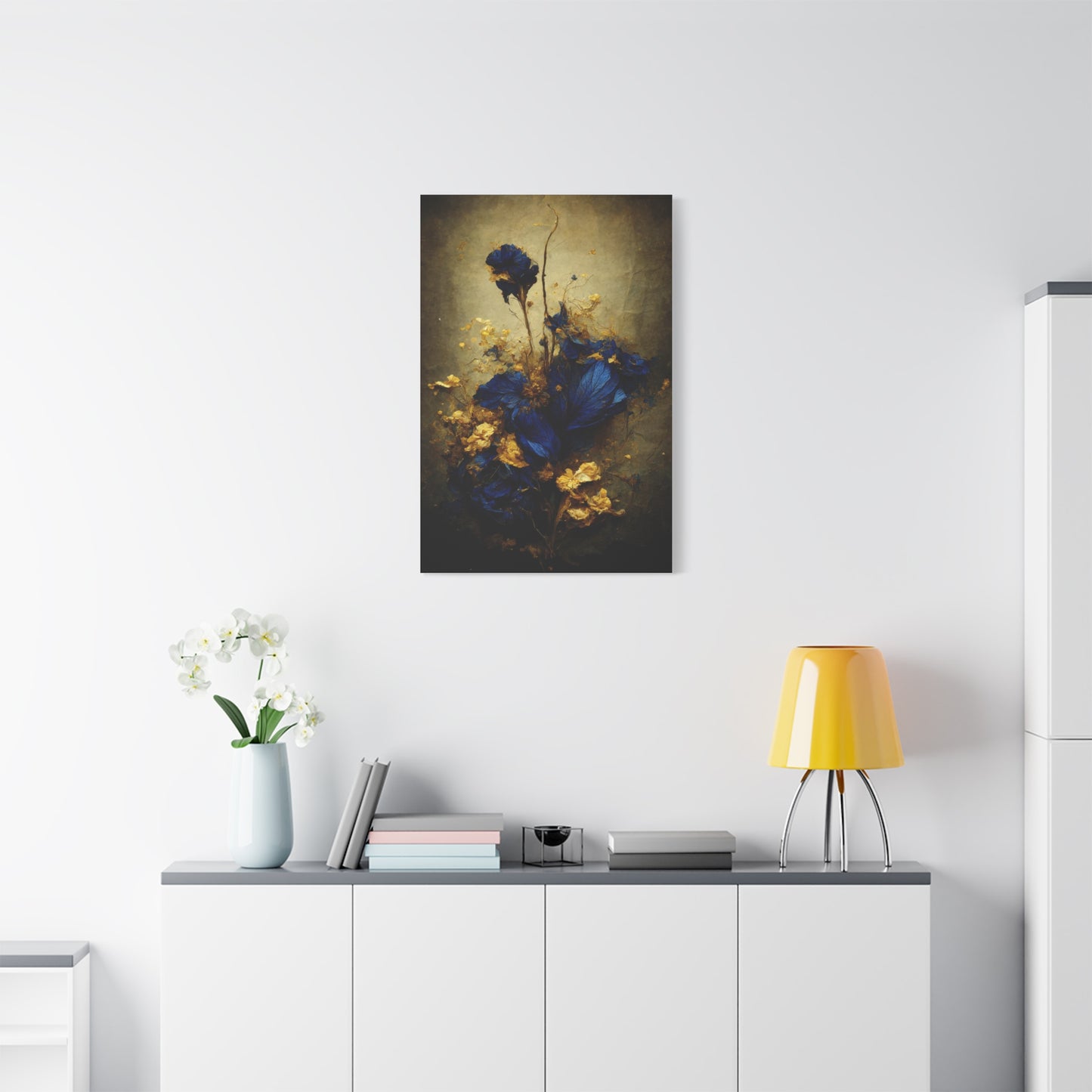 Blue and Gold Bouquet Wall Art & Canvas Prints