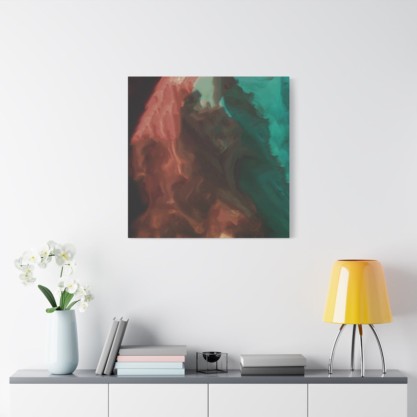 Abstract Teal & Orange Painting Wall Art & Canvas Prints