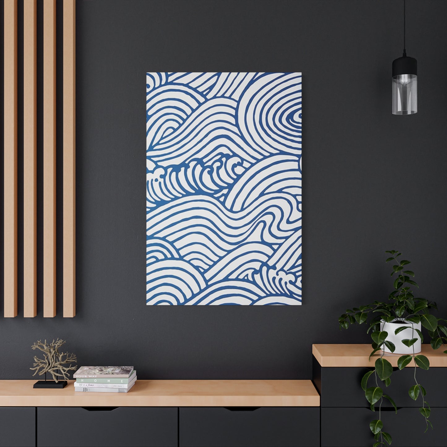 Blue Waves Drawing Wall Art & Canvas Prints