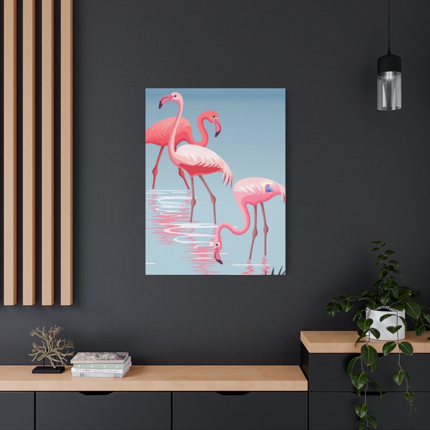 Flamingo Flock In Water 2 Wall Art & Canvas Prints