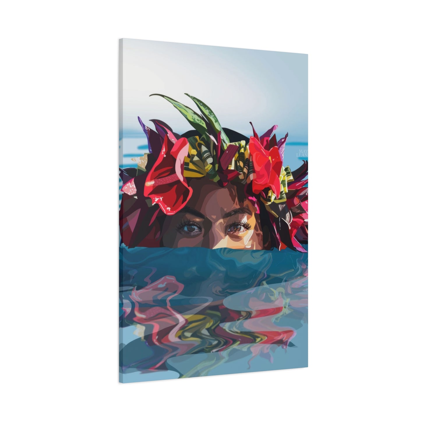 Hawaiian Girl Half Face Wall Art & Canvas Prints