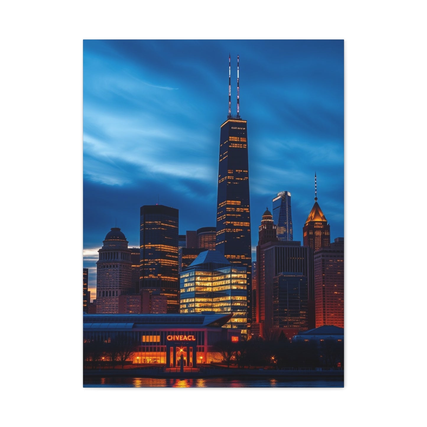 Chicago Skylines Art Canvas Art 4 Wall Art & Canvas Print