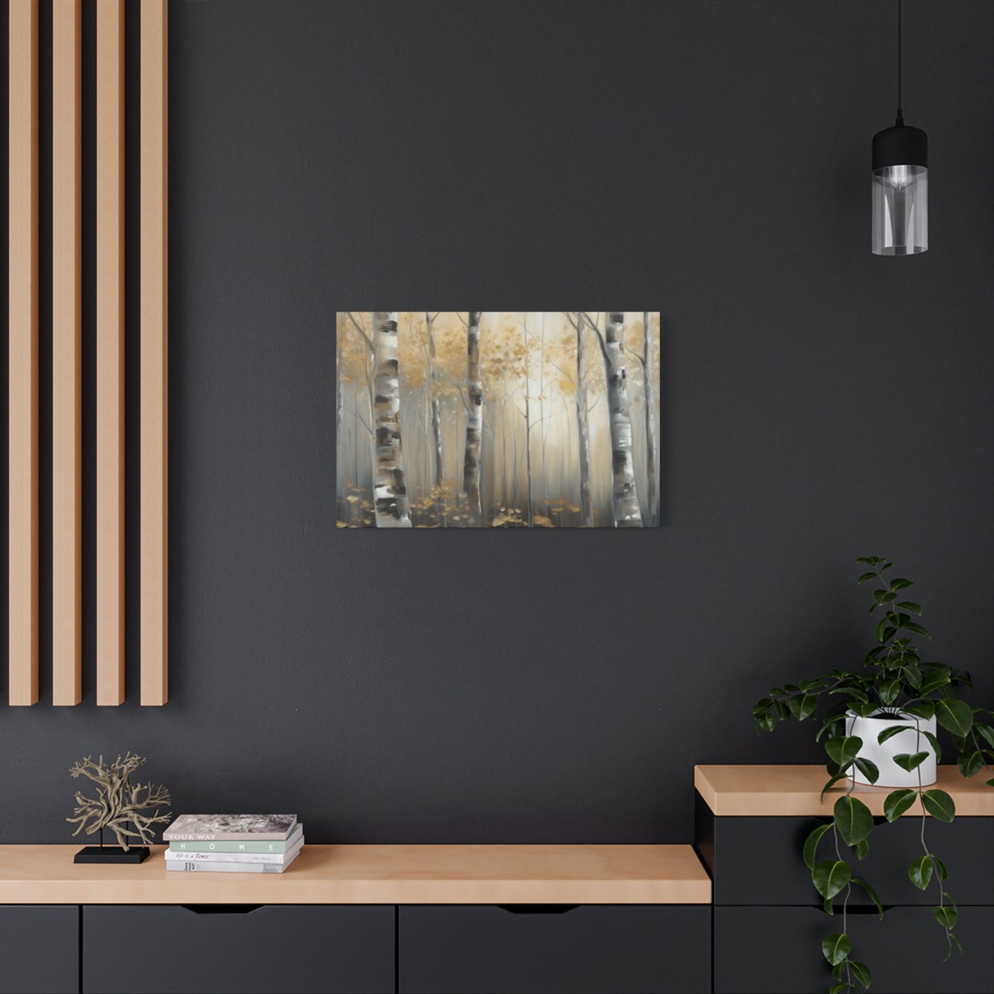 Dusky Birch Trees Painting Wall Art & Canvas Prints